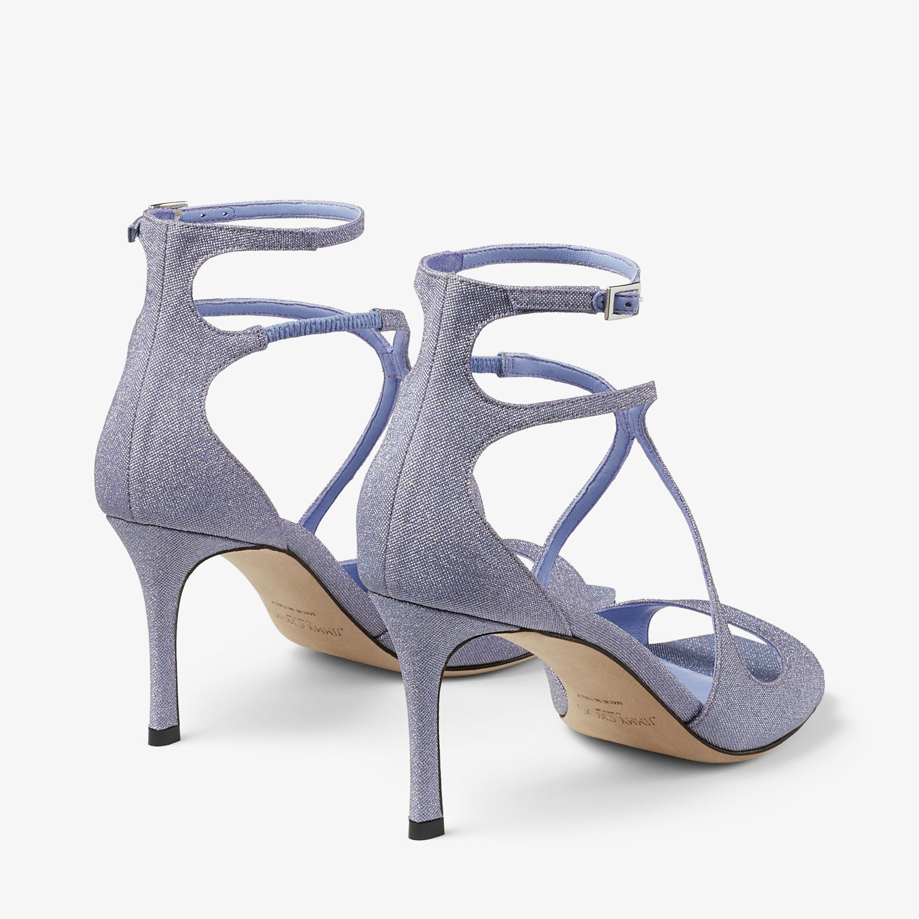 サンダル・ミュール Jimmy Choo AZIA75.GLE Sandals Azia 75|Tanzanite Glitter Fabric Sandals| JIMMY CHOO