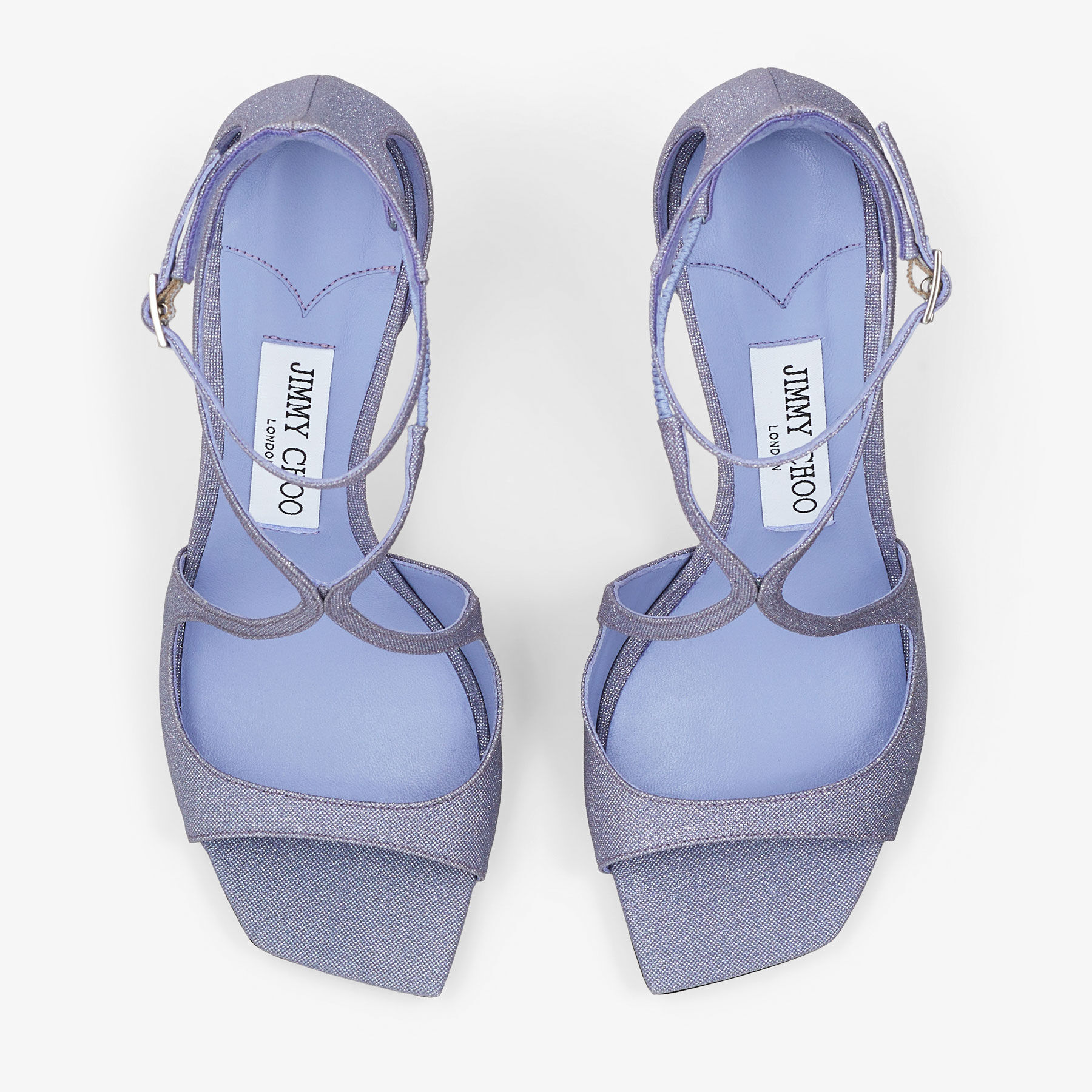 サンダル・ミュール Jimmy Choo AZIA75.GLE Sandals Azia 75|Tanzanite Glitter Fabric Sandals| JIMMY CHOO