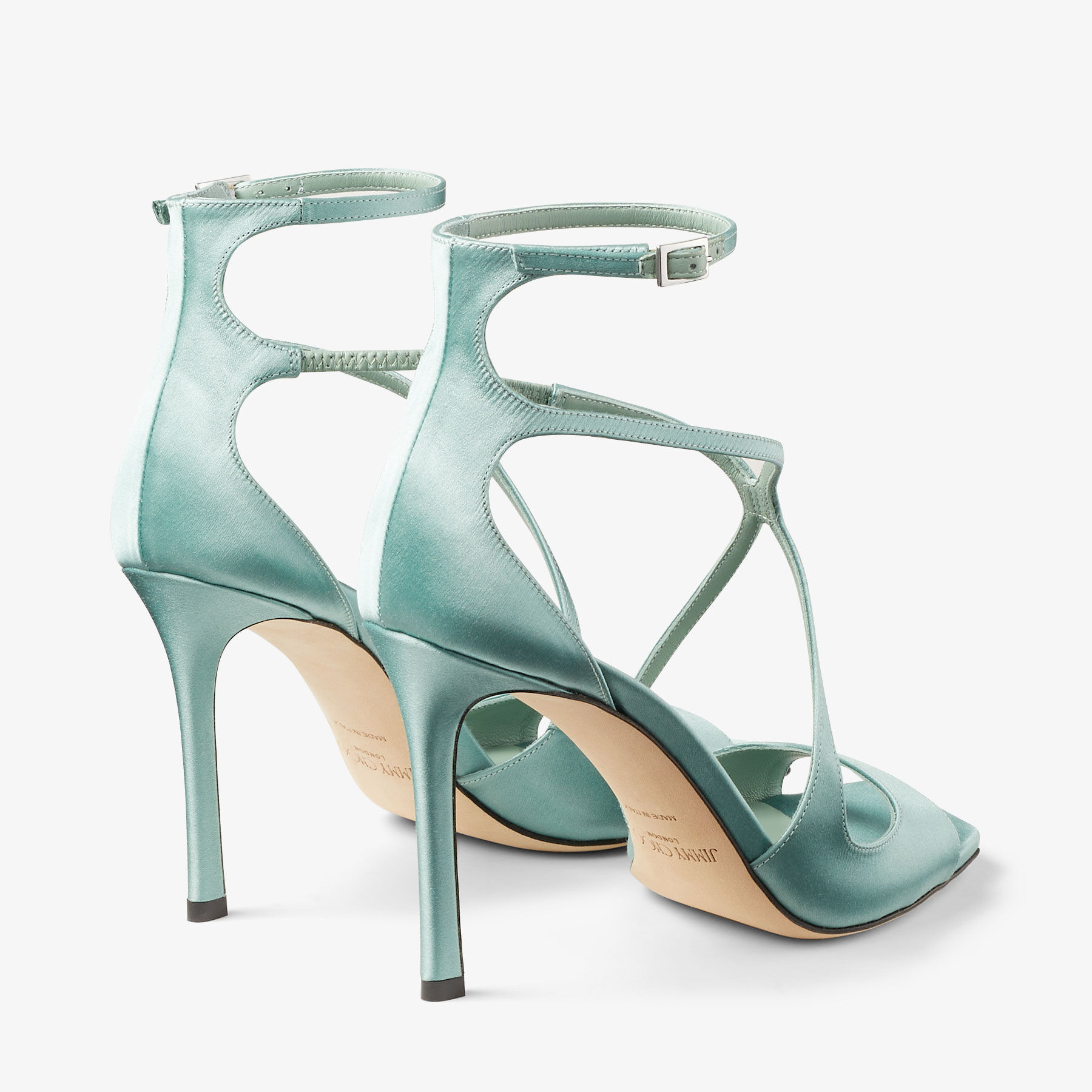 AZIA 95 | Smoke Green Satin Sandals | Summer Collection
