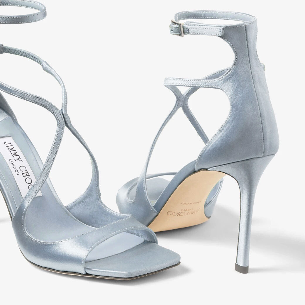 AZIA 95 | Ice Blue Satin Sandals| JIMMY CHOO
