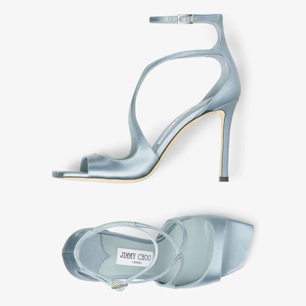 サンダル・ミュール Jimmy Choo SS25 'Azia' sandals (AZIA95PAT DUSTYBLUE) Jimmy Choo | Azia 95 lilac satin sandals | Savannahs
