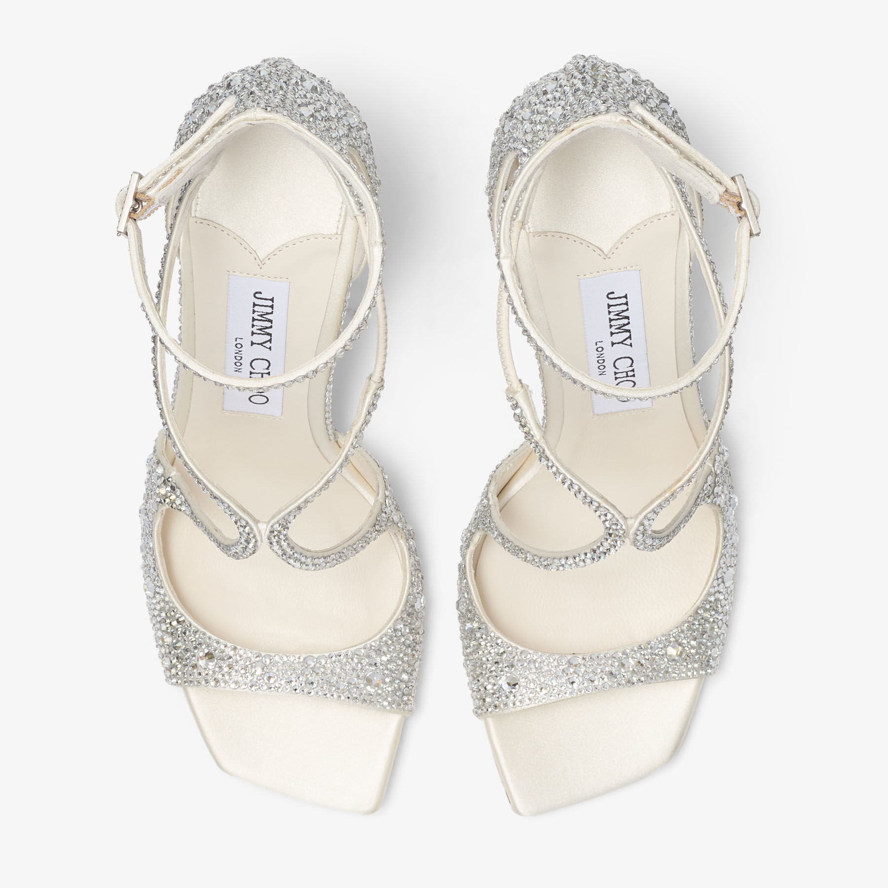 Azia 95 | Ivory Satin Pumps with Crystal Embellishment | JIMMY CHOO