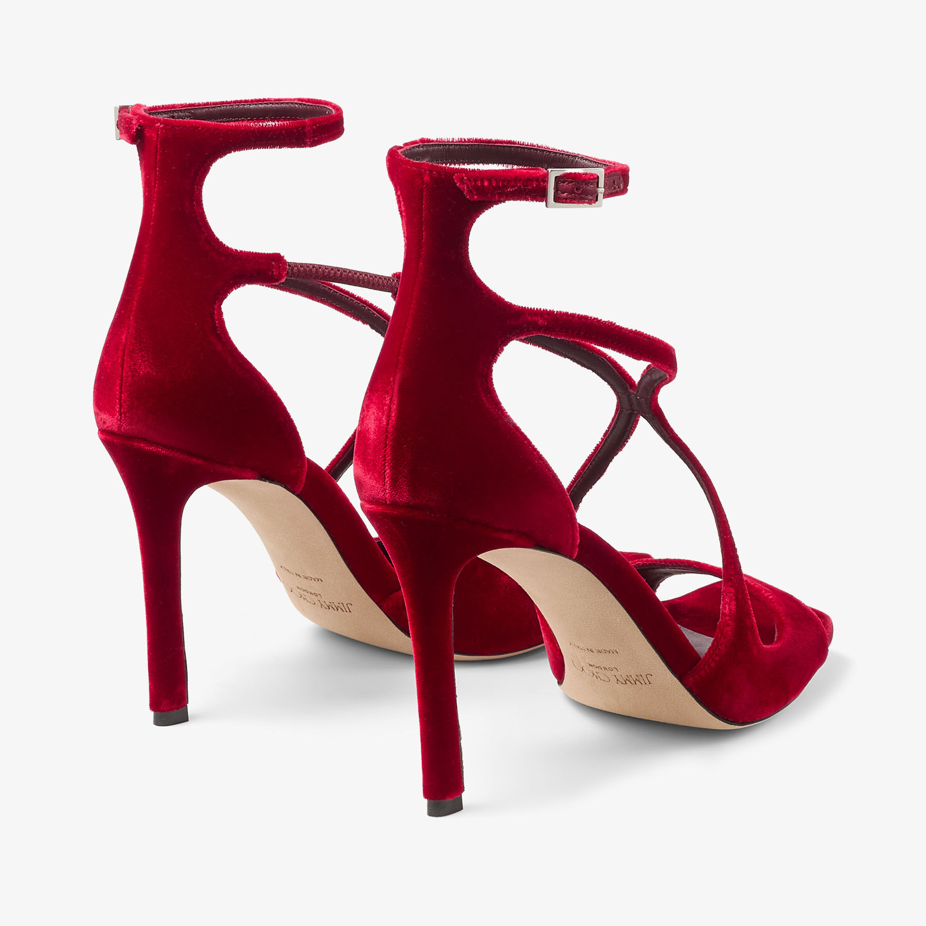 Azia 95 | Ruby Red Velvet Sandals | JIMMY CHOO