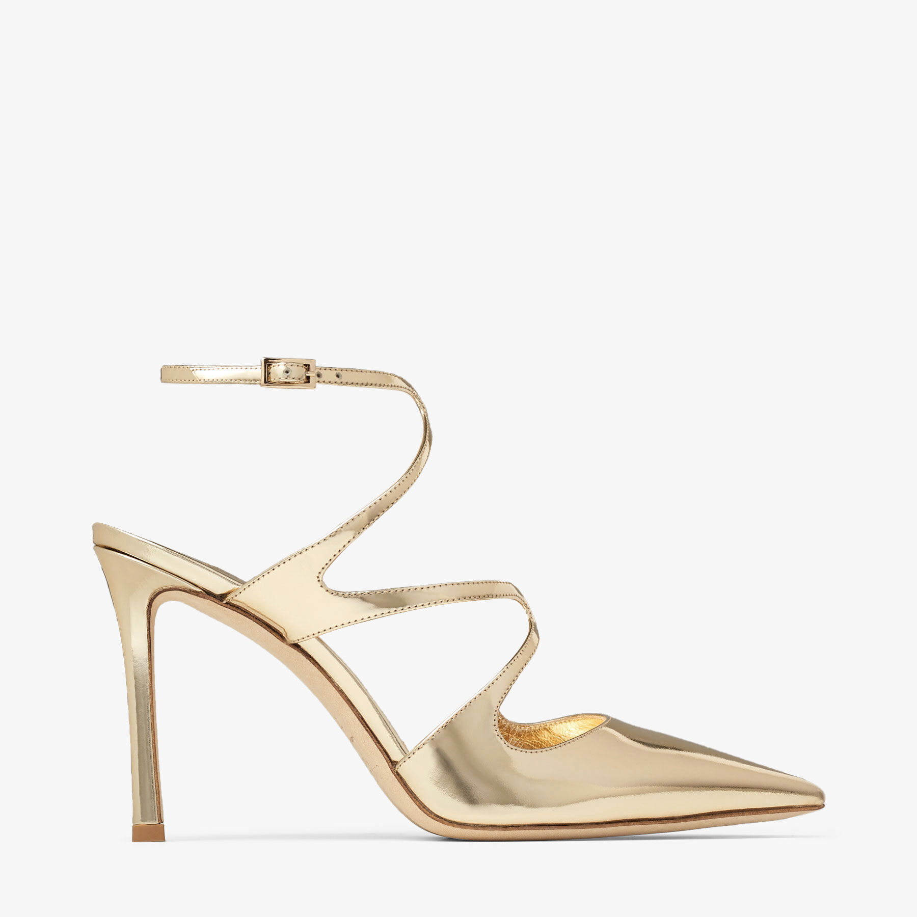 正規店買付【JIMMY CHOO】AZIA 95QUIGOLD GOLD サンダル Azia 95 | Gold Metallic Leather Sandals | JIMMY CHOO US