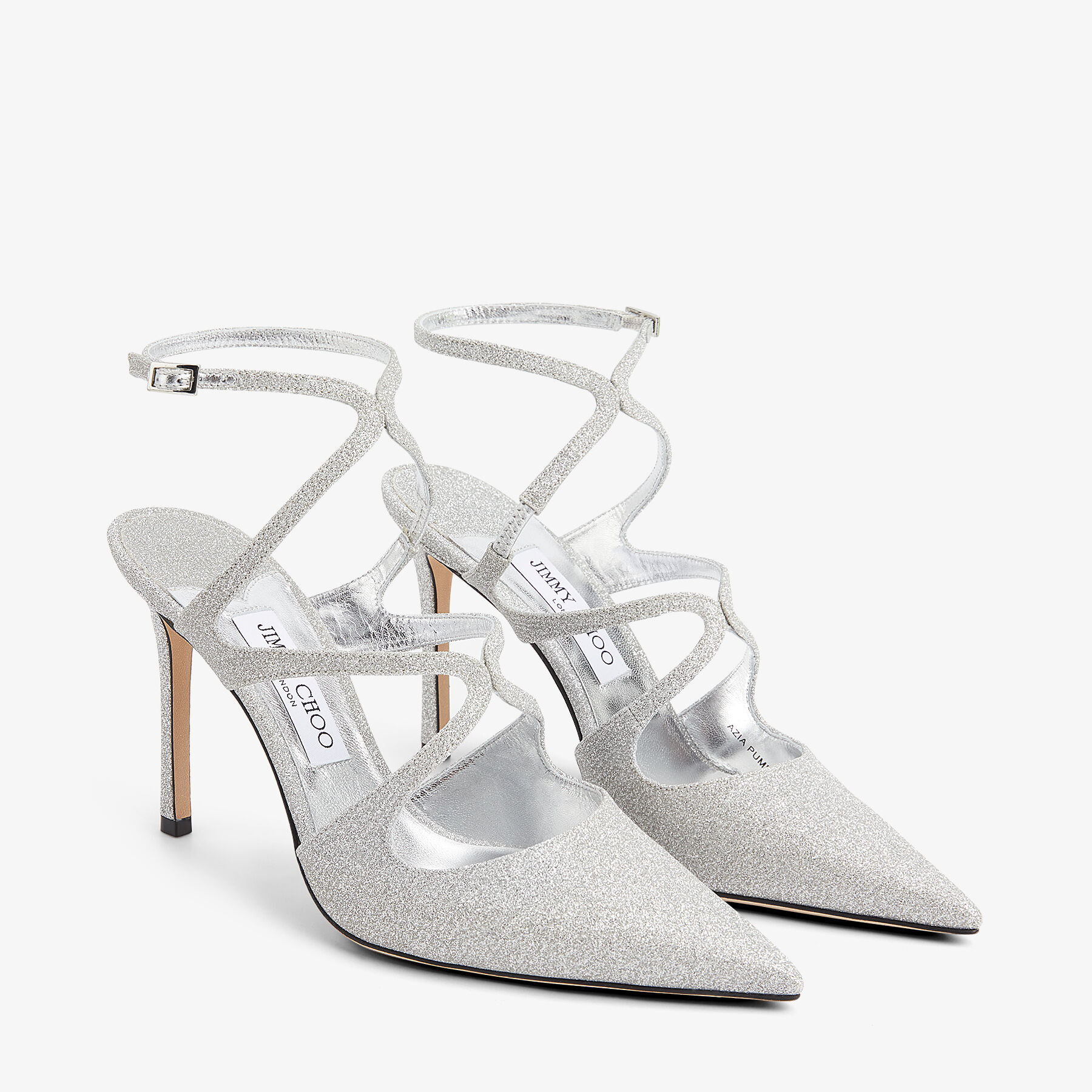 JIMMY CHOO Azia Pump 95 パンプス AZIA PUMP 95 | Silver Fine Glitter Fabric Pumps | JIMMY CHOO