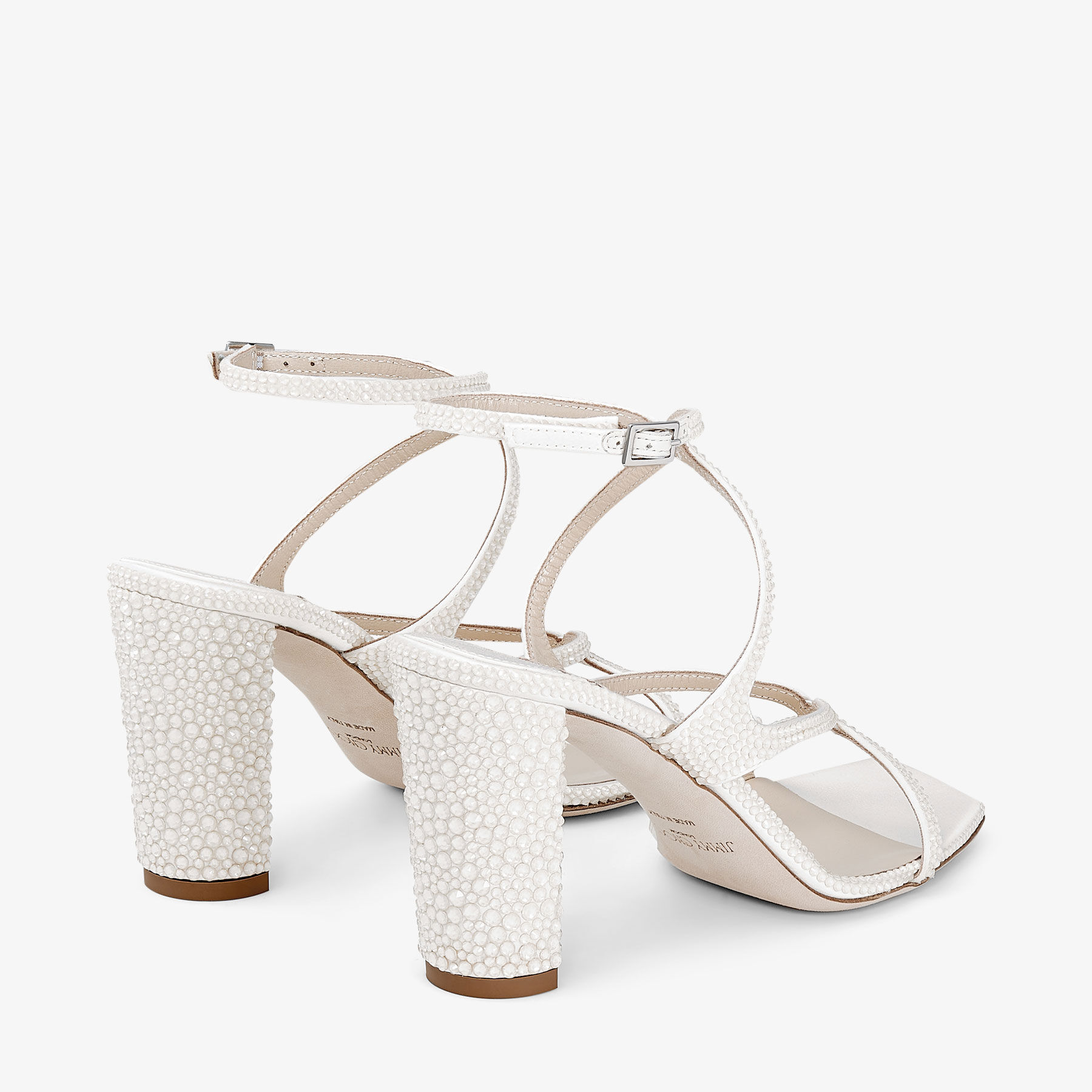 70%オフセールJIMMY CHOO AZIE85 WITH CRYSTALS Azie 85|Black/Smoke Satin Crystal Sandals| JIMMY CHOO