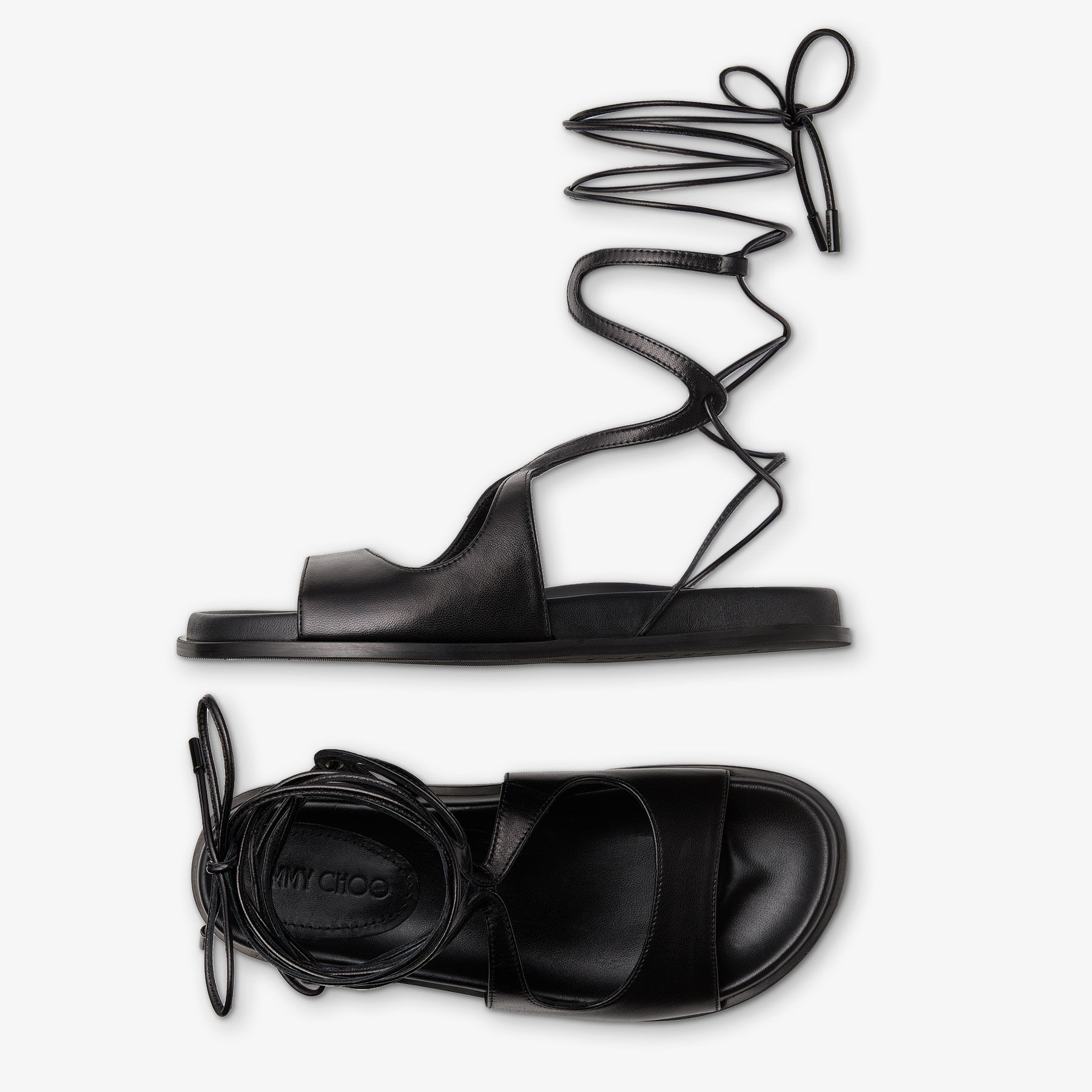 AZURE FLAT | Black Nappa Leather Flat Sandals | Summer AZURE FLAT | Black Nappa Leather Flat Sandals | Summer