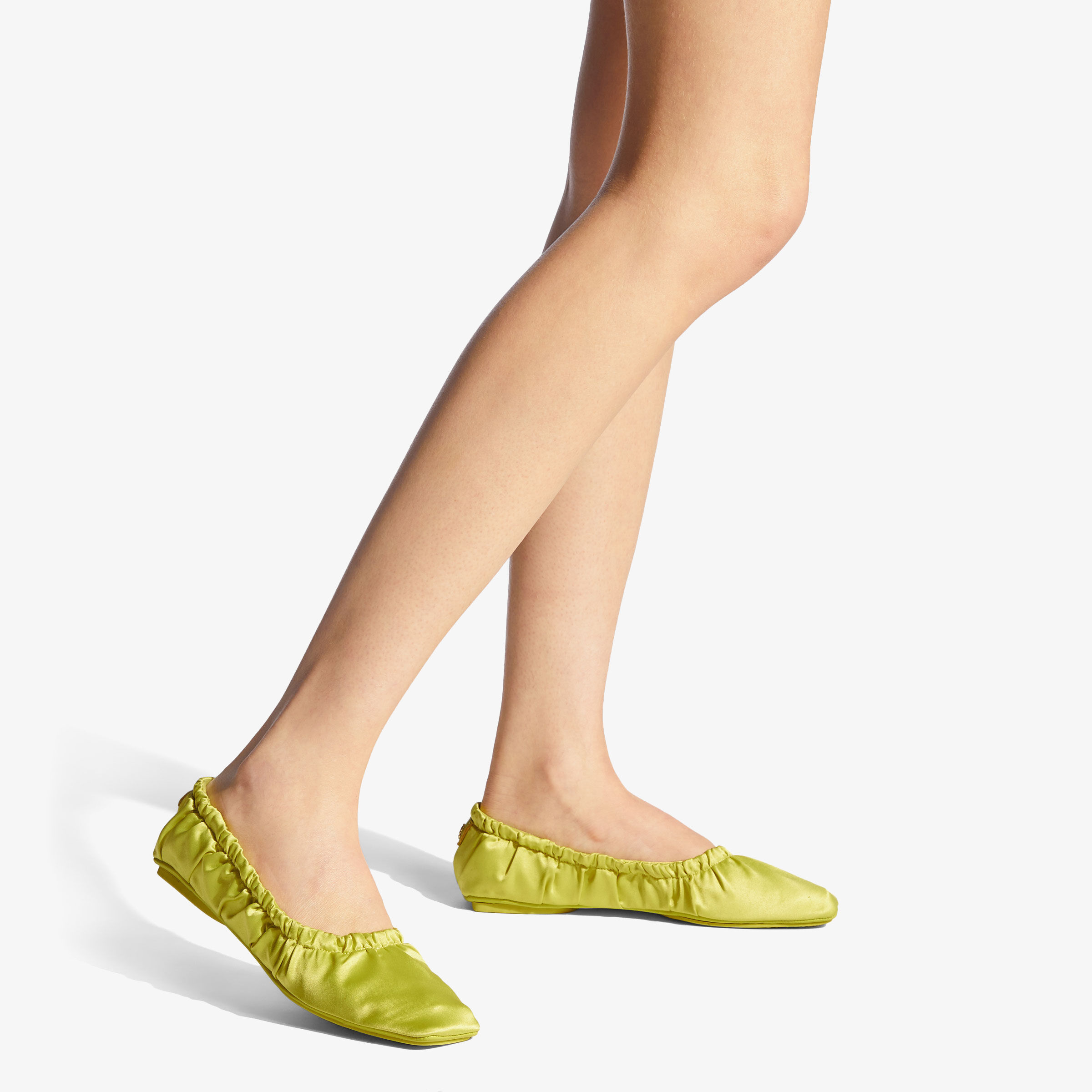 バレエシューズ Jimmy Choo J000112767 Slippers Lime Satin Slippers and Silk Eye Mask Gift Set | BARDO