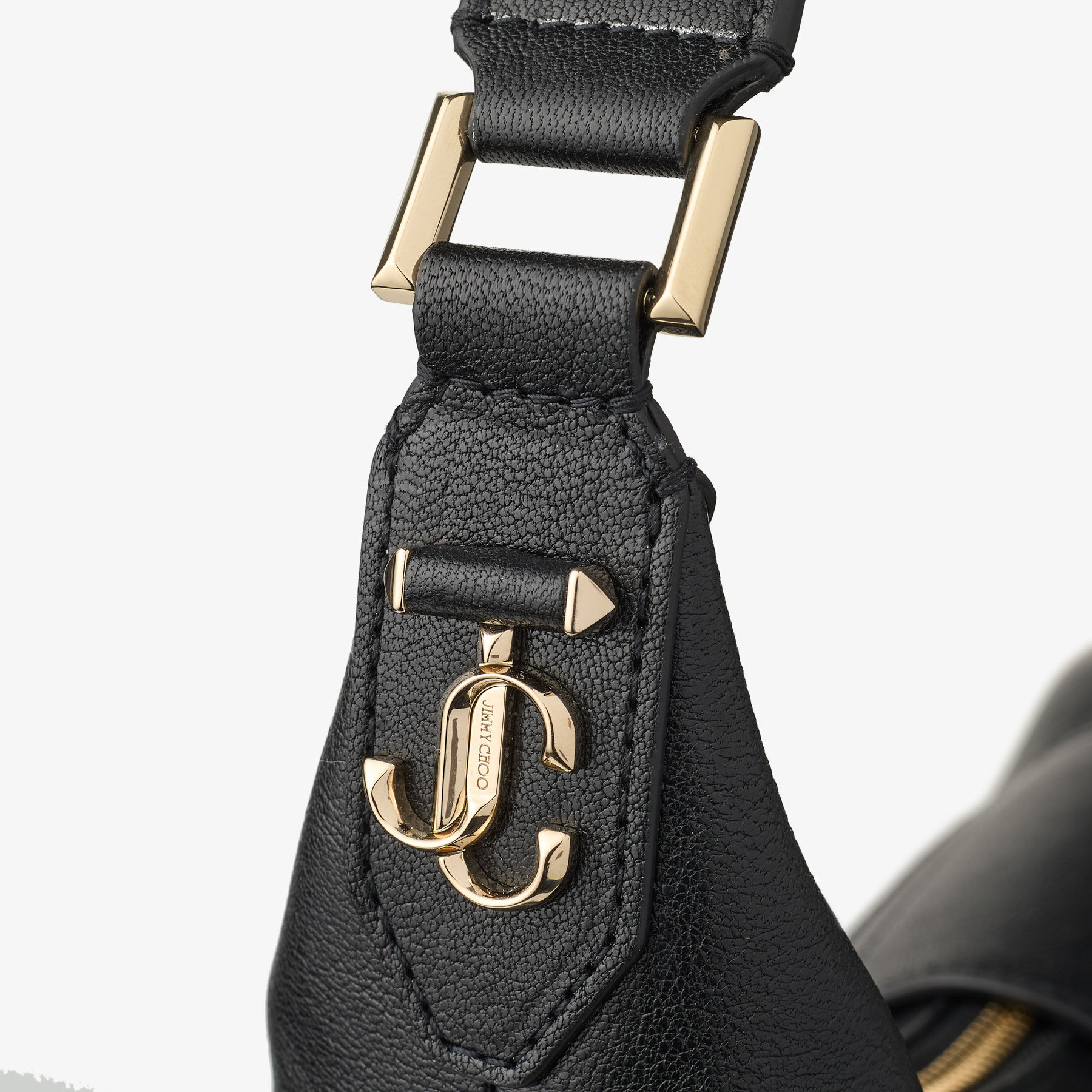 Bar Hobo M | Black Biker Leather Shoulder Bag | JIMMY CHOO