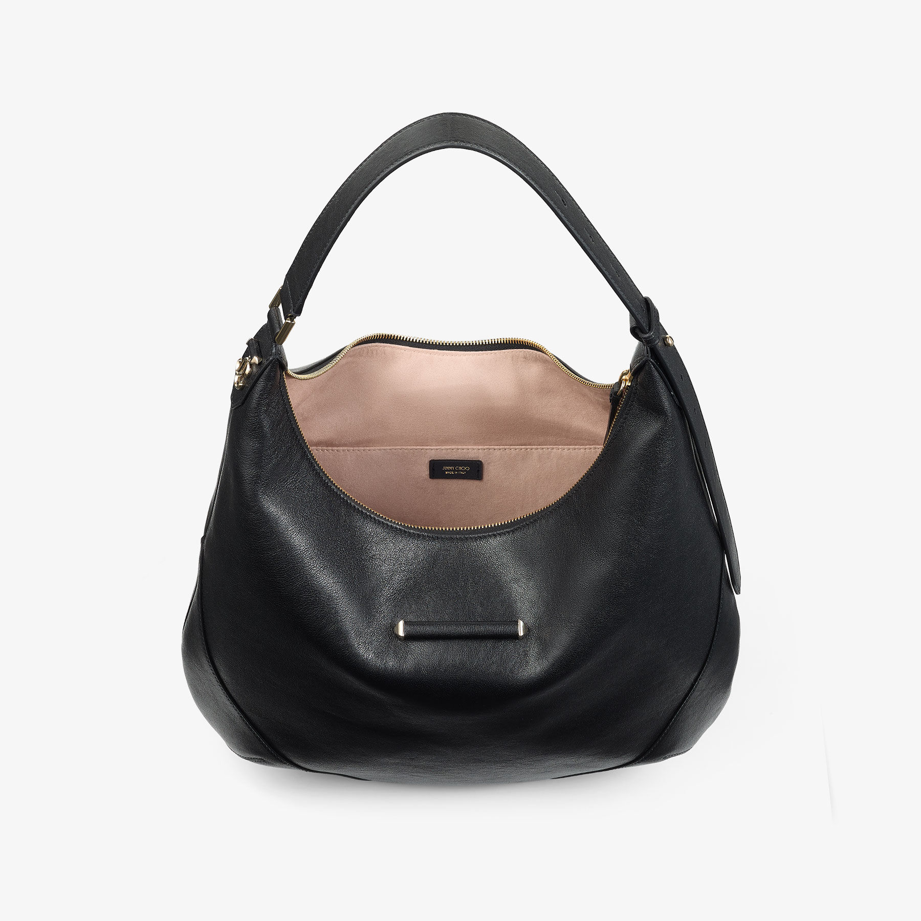 Bar Hobo M | Black Biker Leather Shoulder Bag | JIMMY CHOO