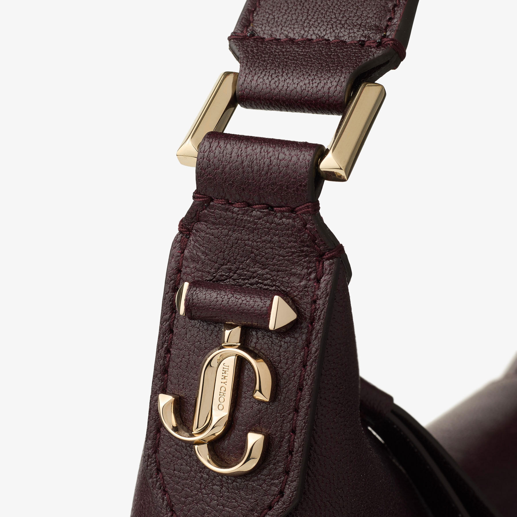 Bar Hobo S | Deep Merlot Biker Leather Shoulder Bag | JIMMY CHOO