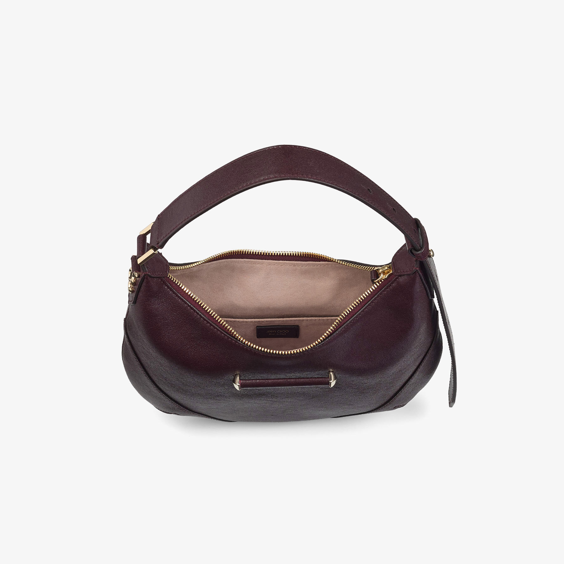 Bar Hobo S | Deep Merlot Biker Leather Shoulder Bag | JIMMY CHOO