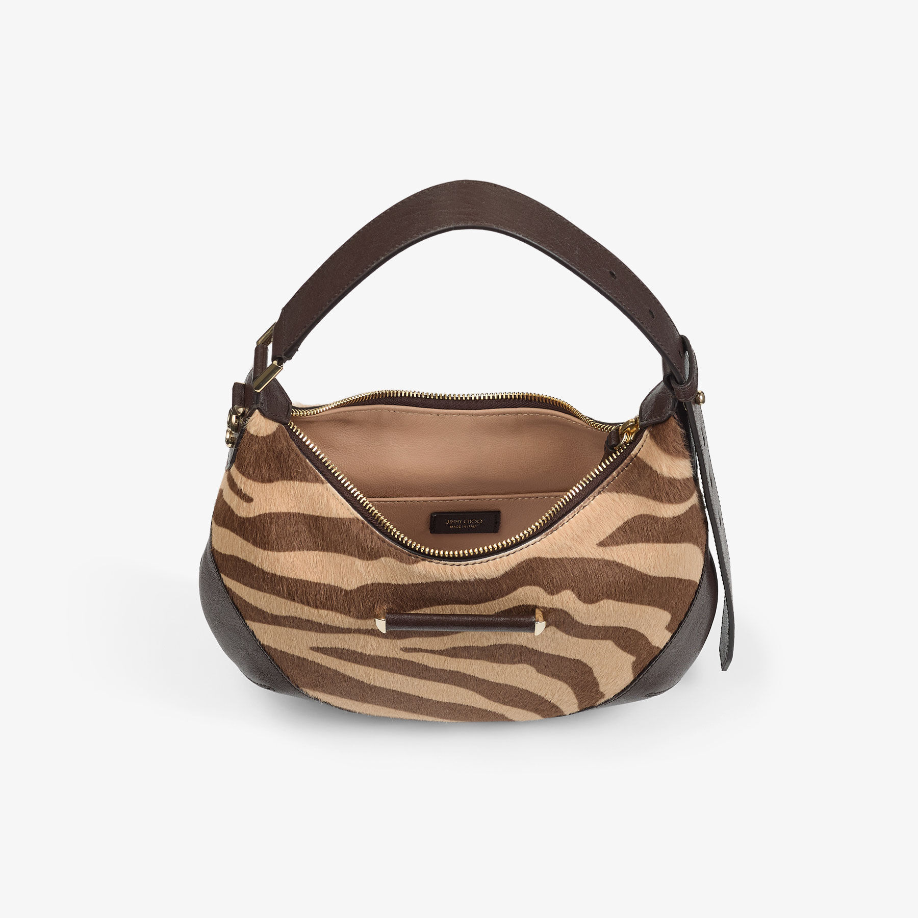 Bar Hobo S | Natural Zebra Print Pony Leather Shoulder Bag | JIMMY