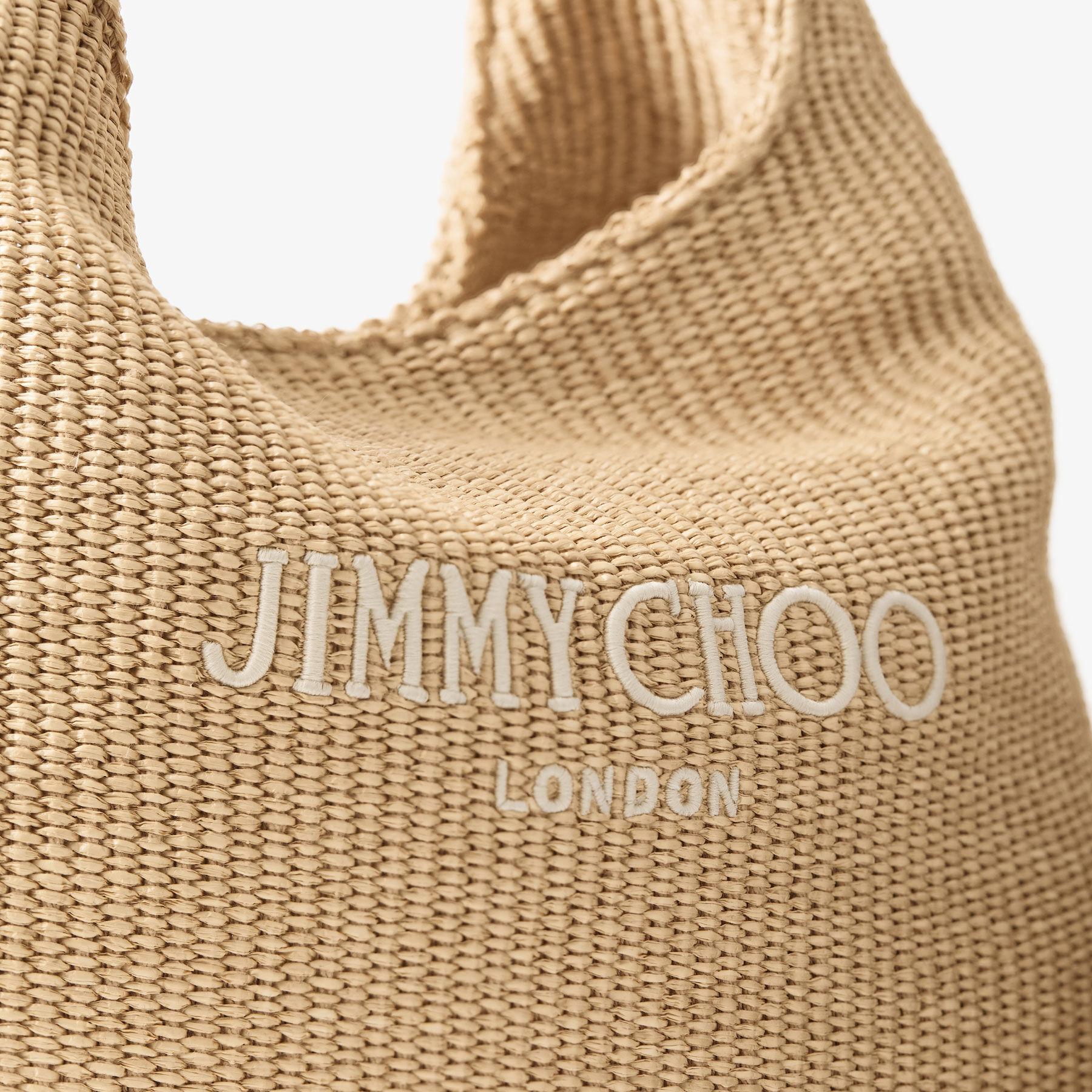 JIMMY CHOO Beach Diamond Hobo L ストライプ ラフィア Jimmy Choo Beach Diamond Large Stripe Raffia Shoulder Bag