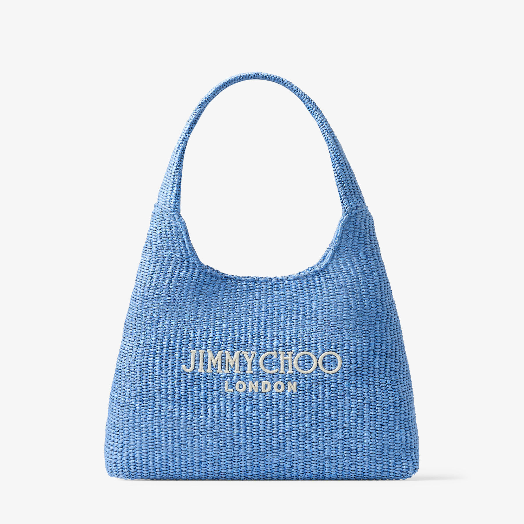 Beach Diamond Hobo Medium | Ocean Blue and Ecru Raffia Shoulder