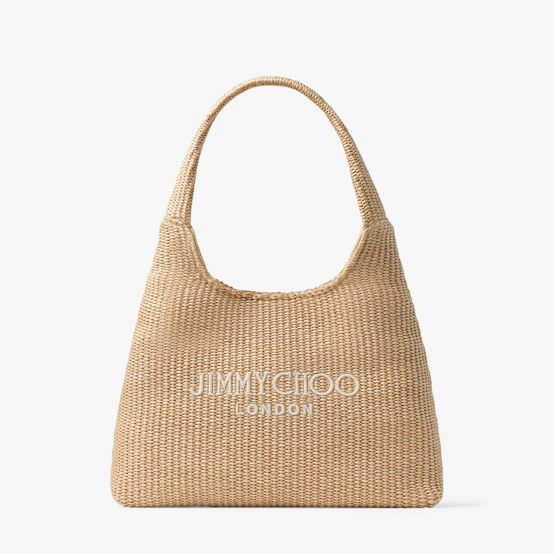 Beach Diamond Hobo Medium | Natural and Latte Raffia Shoulder Bag