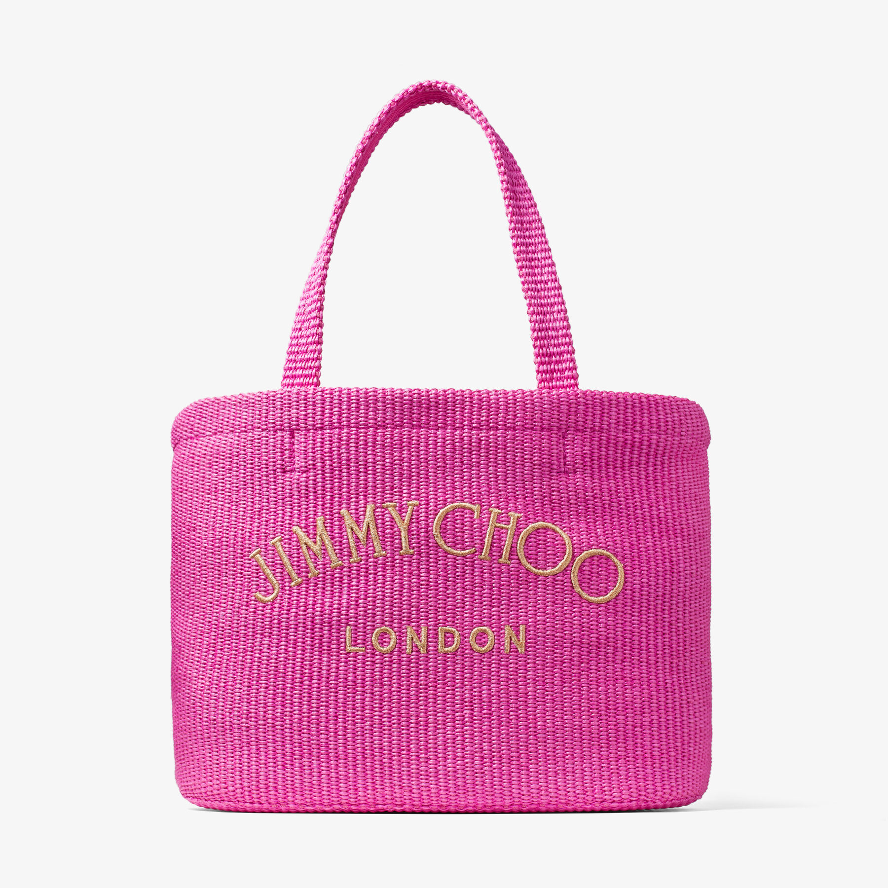 Fuchsia Raffia Tote Bag with Jimmy Choo Embroidery | BEACH