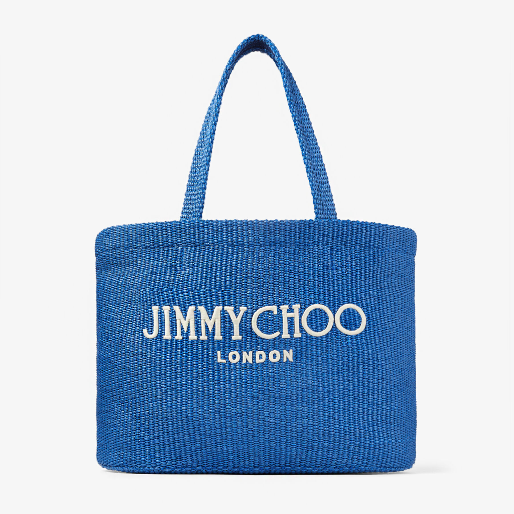 Beach Tote E/W | Smoky Blue Raffia Embroidered Tote Bag