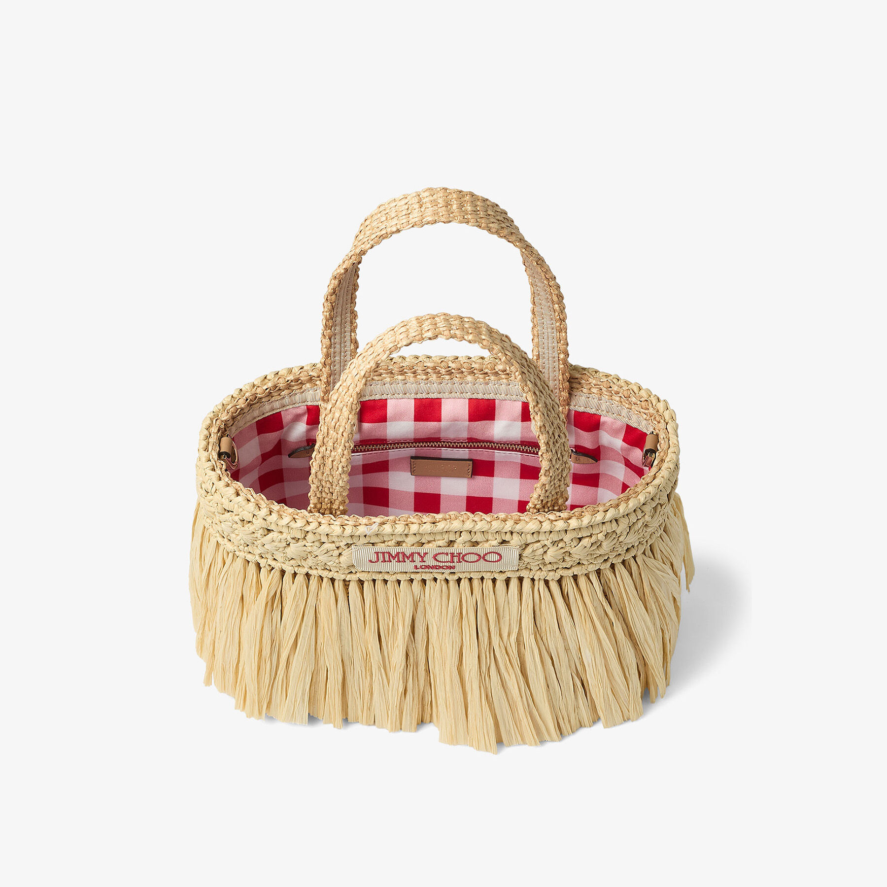 Beach Tote East-West Mini | Natural and Light Gold Woven Raffia