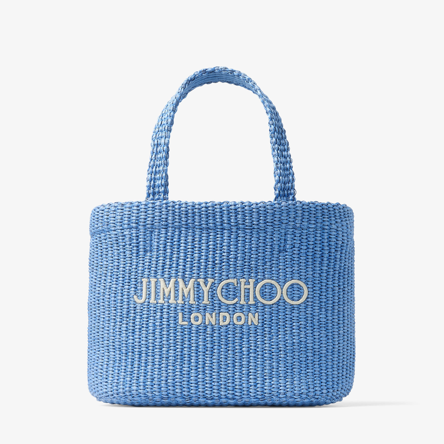 Beach Tote East-West Mini | Ocean Blue and Ecru Raffia Mini Beach