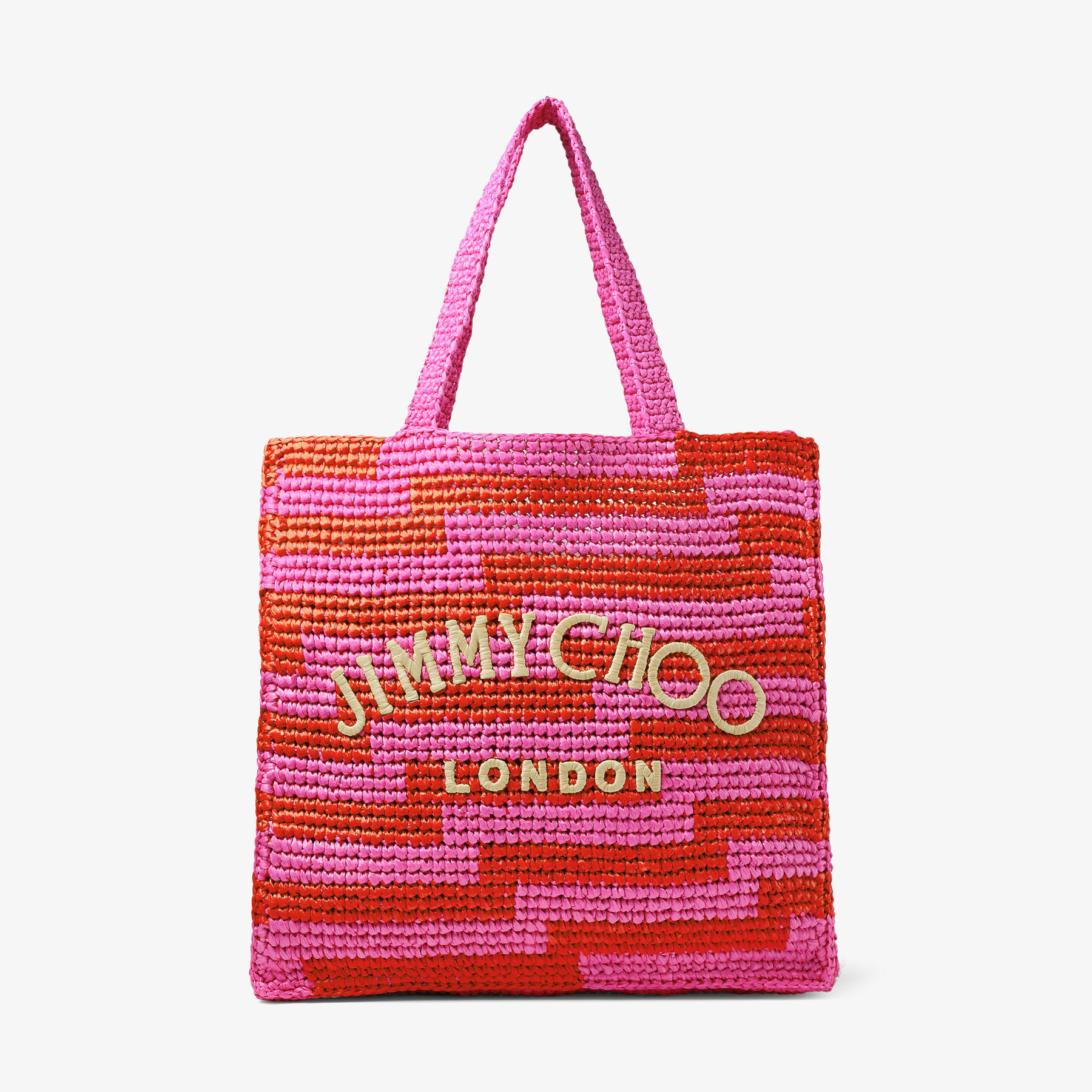 トートバッグ JIMMY CHOO SUMMER TOTE BAG Fuchsia and Paprika Avenue Crochet Tote Bag | BEACH TOTE