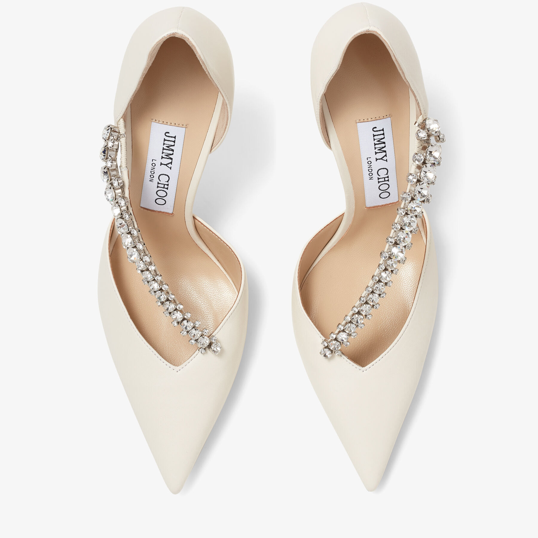Jimmy Choo Bee 100 ジミーチュウ Latte Nappa Pumps with Crystal Embellishment | BEE 100