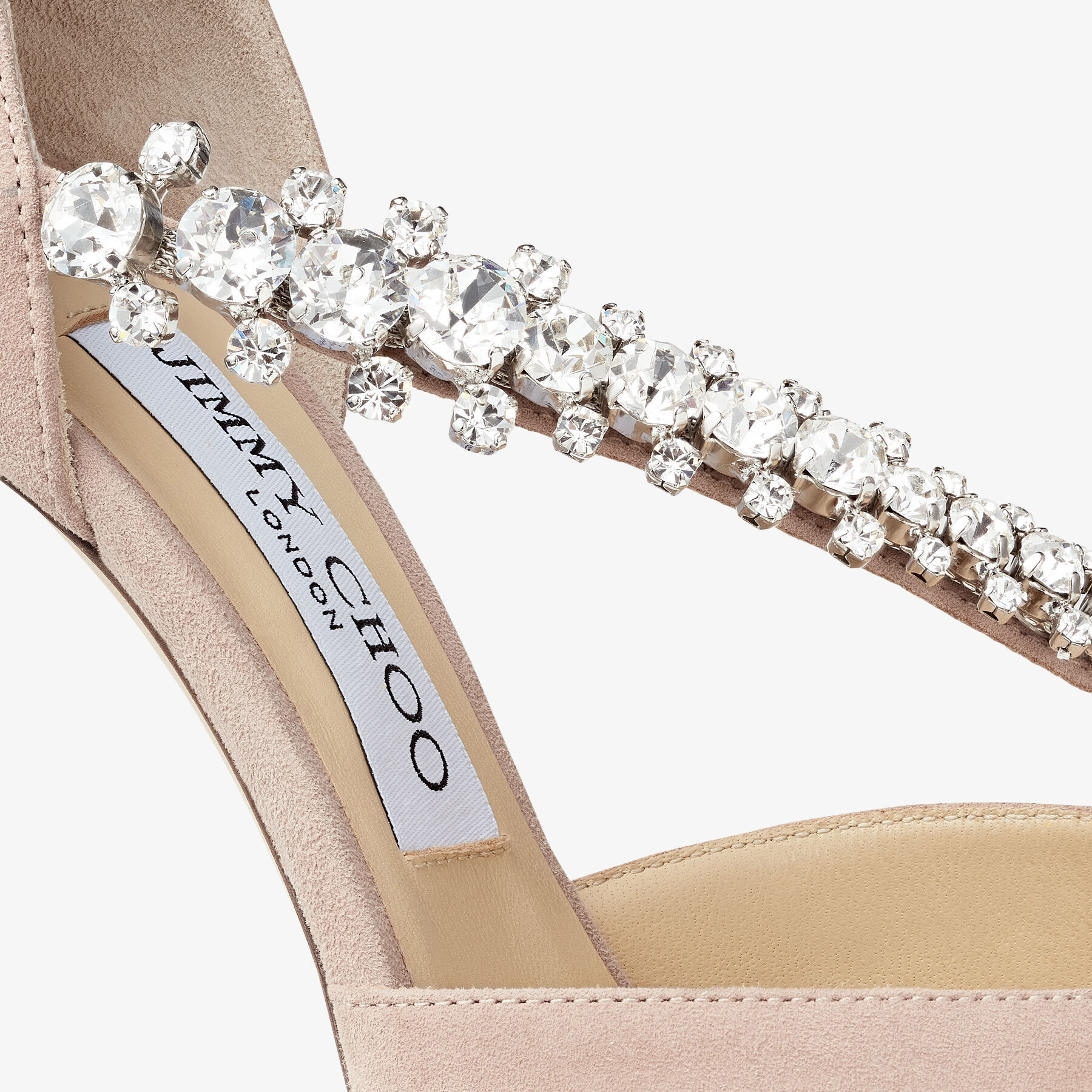Jimmy Choo Bee 100 ジミーチュウ Latte Nappa Pumps with Crystal Embellishment | BEE 100