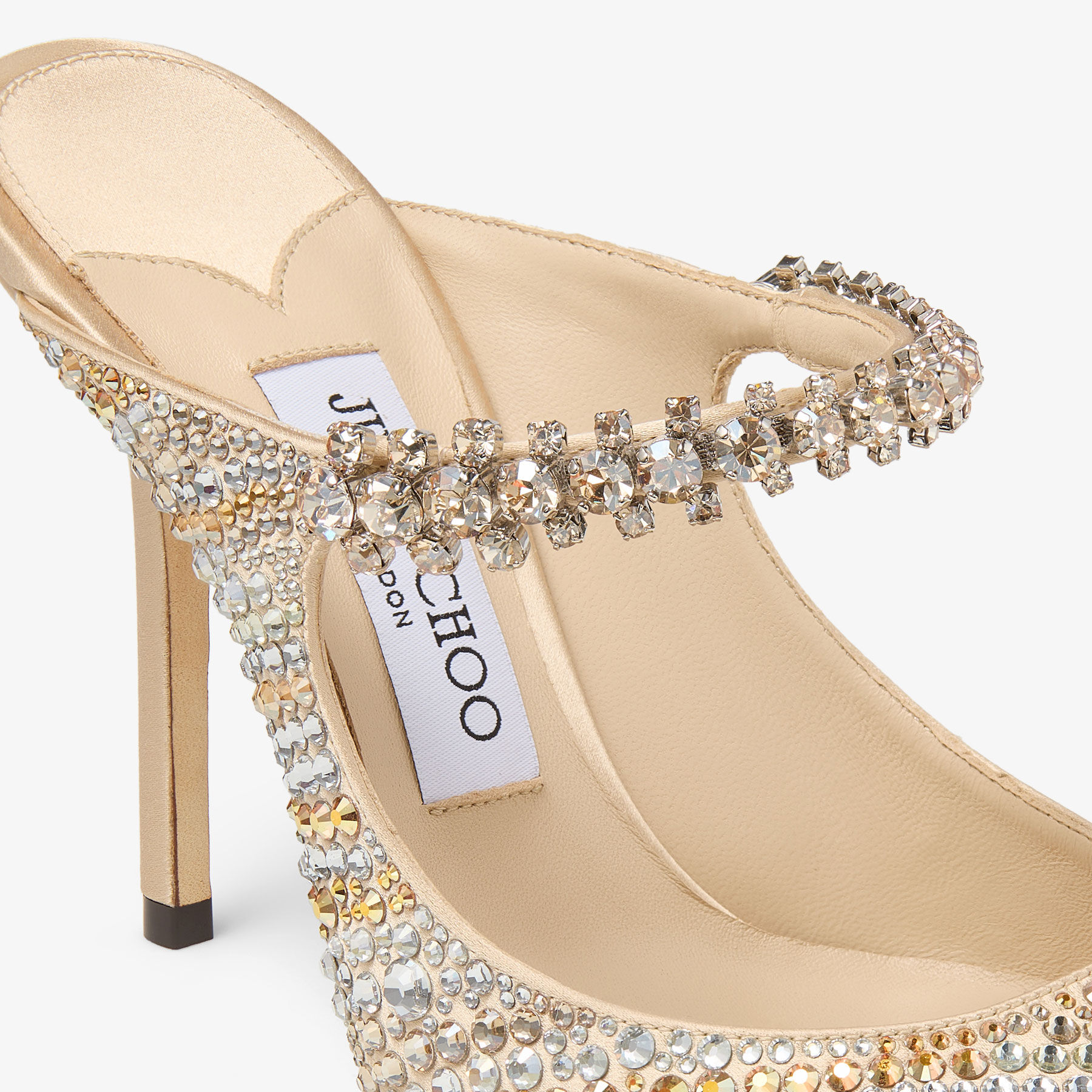 Bing 100 | Gold Mix Satin Crystal Pumps | JIMMY CHOO