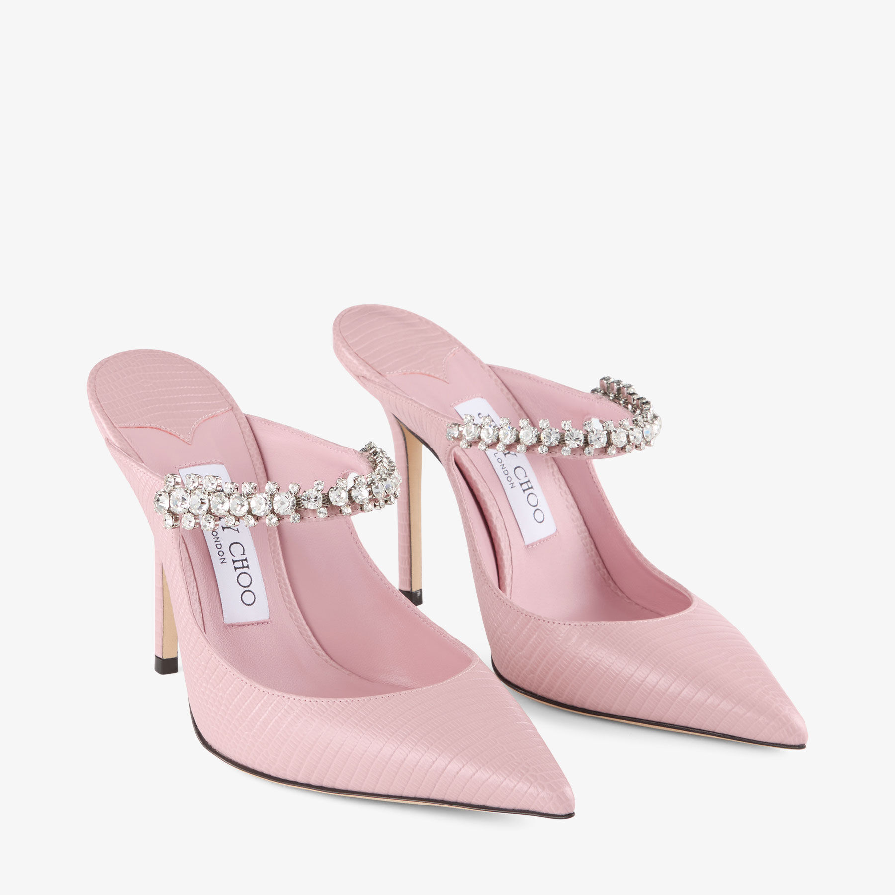 Bing 100 | Rose Lizard Printed Leather Mules | JIMMY CHOO