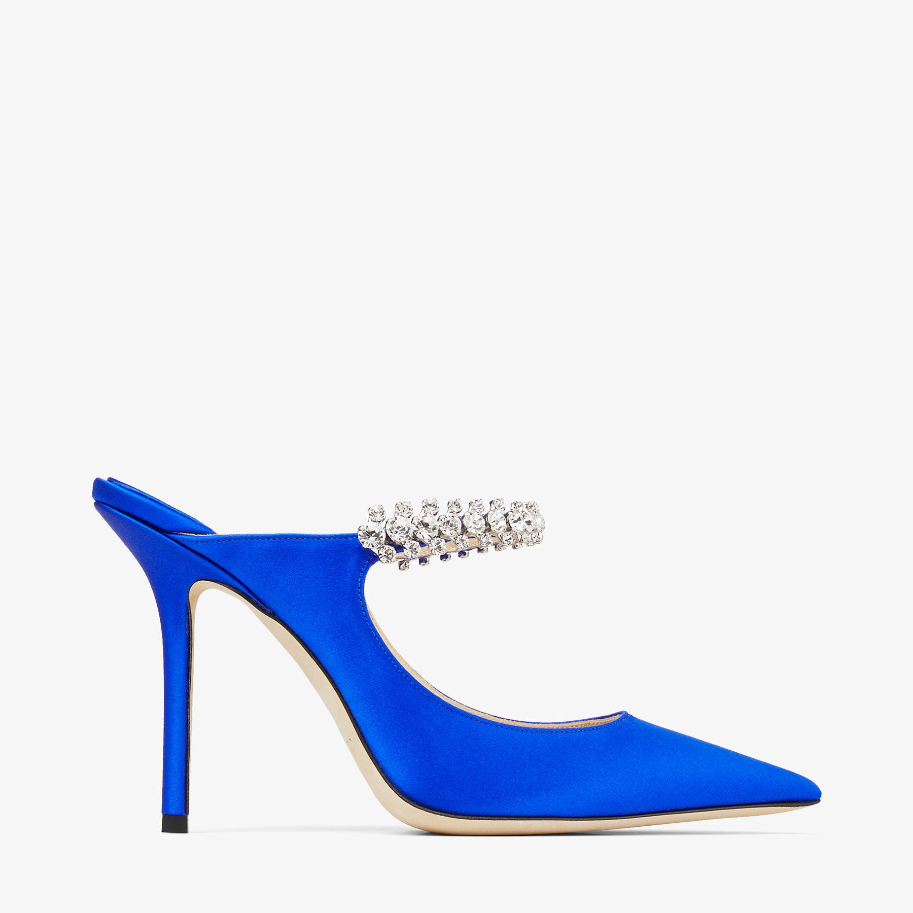 BING 100 | Ultraviolet Satin Mules with Crystal Strap