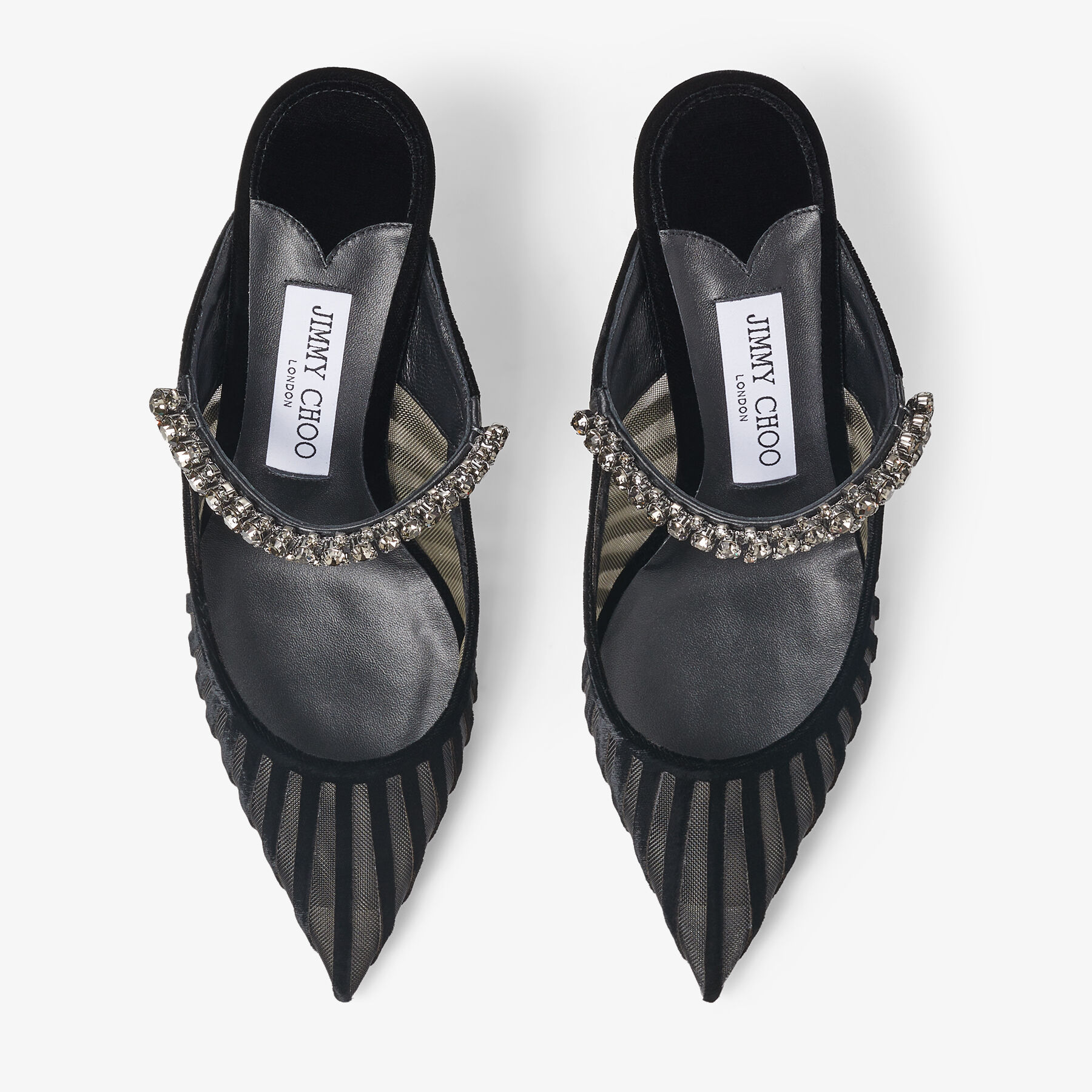 Bing 65 | Black Patent Leather Mules with Crystal Strap