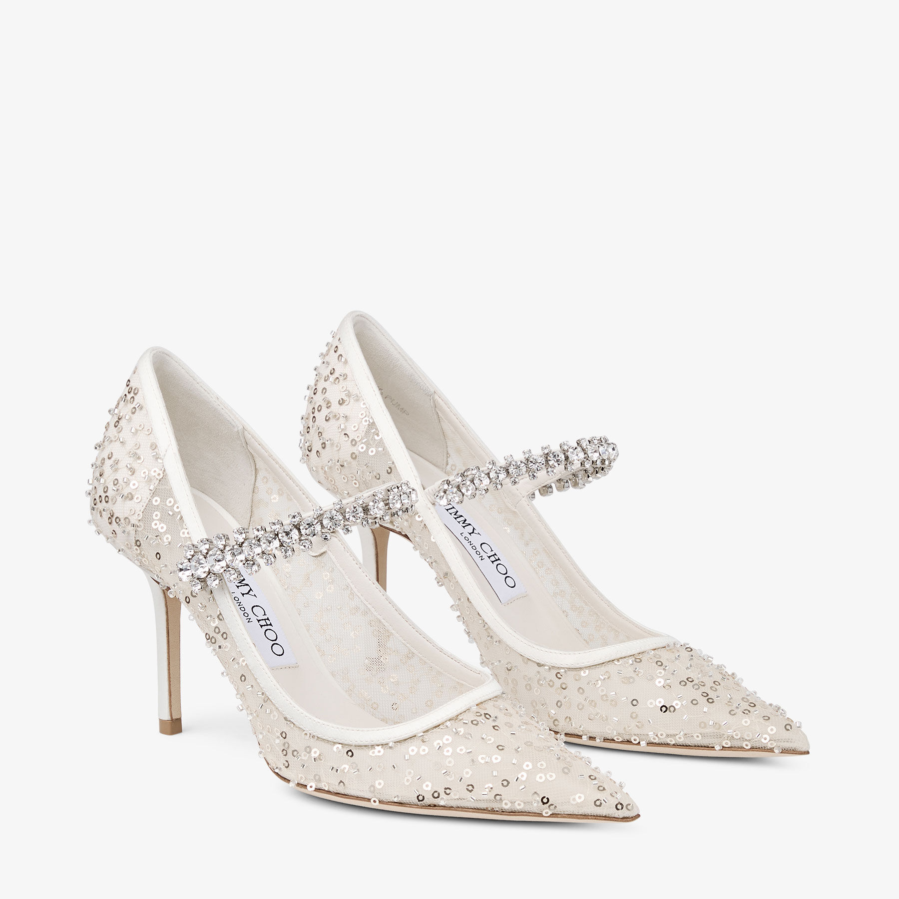 Bing Pump 85 | Ivory Beaded Mesh Pumps | JIMMY CHOO