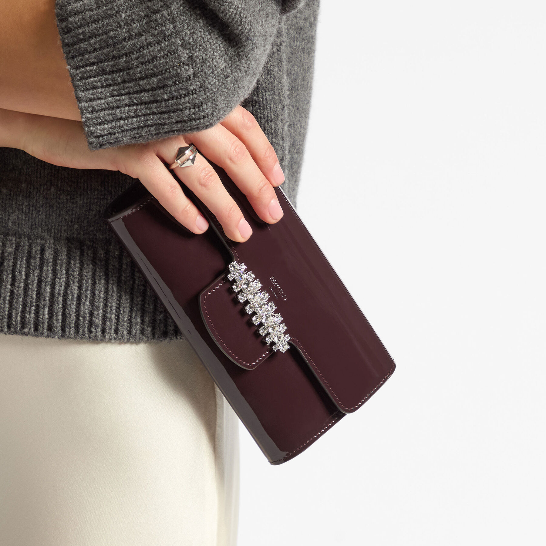 Bing Wallet Chain | Deep Merlot Soft Patent Leather Mini Bag