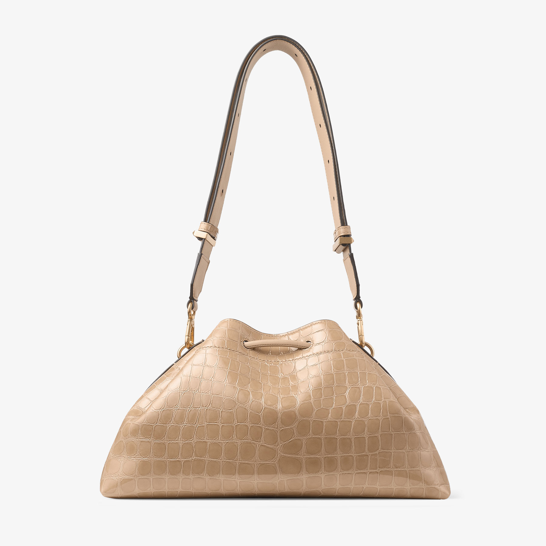 Cinch Medium | Chai Shiny Croc Embossed Leather | JIMMY CHOO