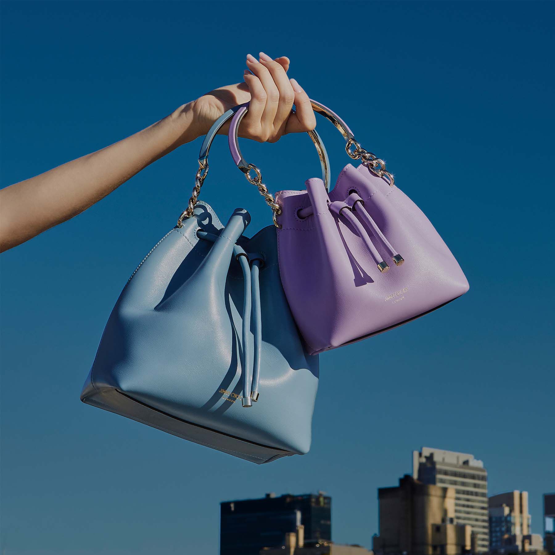 BON BON BUCKET/S | Wisteria Soft Shiny Calf Leather Bucket