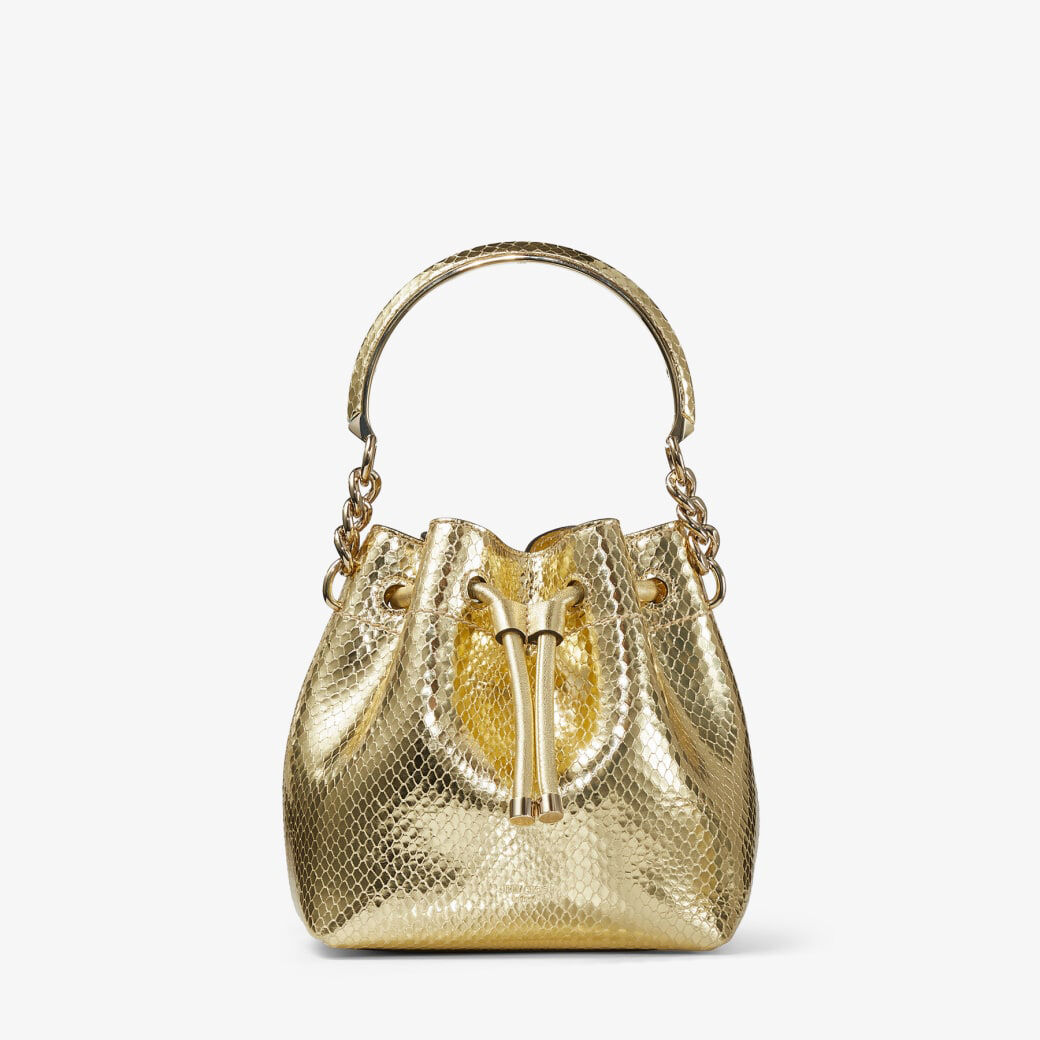 ショルダーバッグ・ポシェット Jimmy Choo Bon Bon Fuc Snakeskin Print Leather Bag NINE JIMMY CHOO MICRO BON BON PYTHON HAND BAG PURSE Black