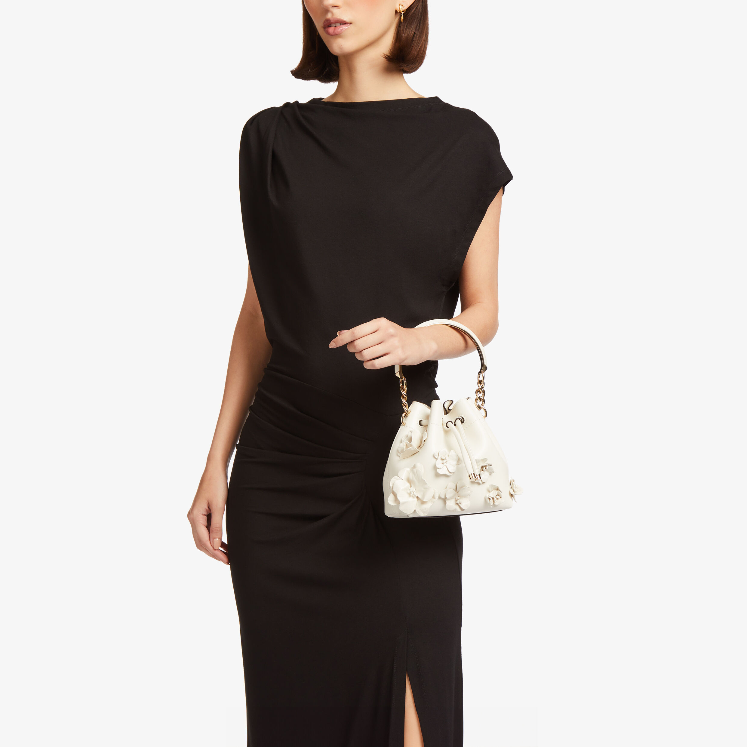 Bon Bon Bucket S | Latte Calf Leather Mini Bucket Bag with