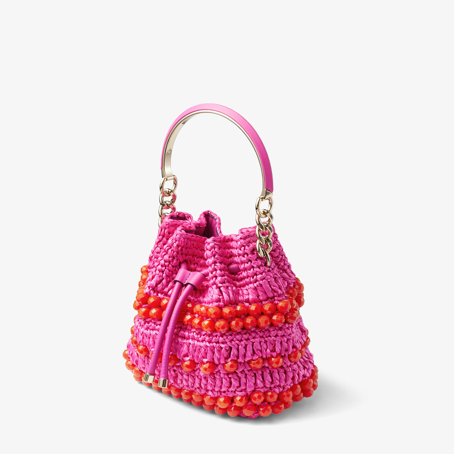 JIMMY CHOO ラフィア かごバック Bon Bon リボンディテール 2way JIMMY CHOO ロゴ Bon Bon ラフィア スモール 2Way かごバッグ