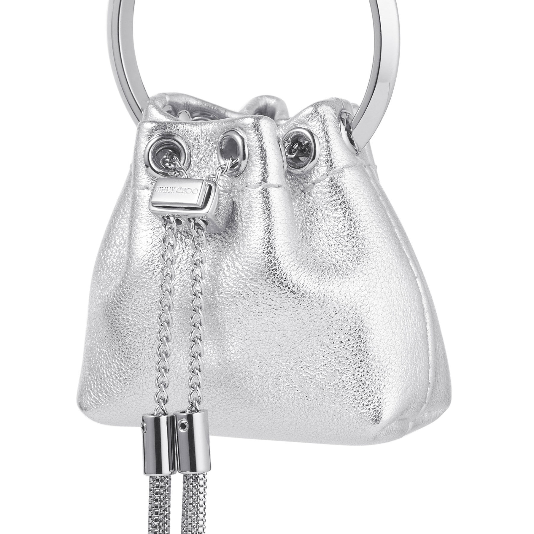【JIMMY CHOO】ボン ボン チャーム ミニ ボンボン チャーム ミニ |シルバー ボンボン ミニバッグ