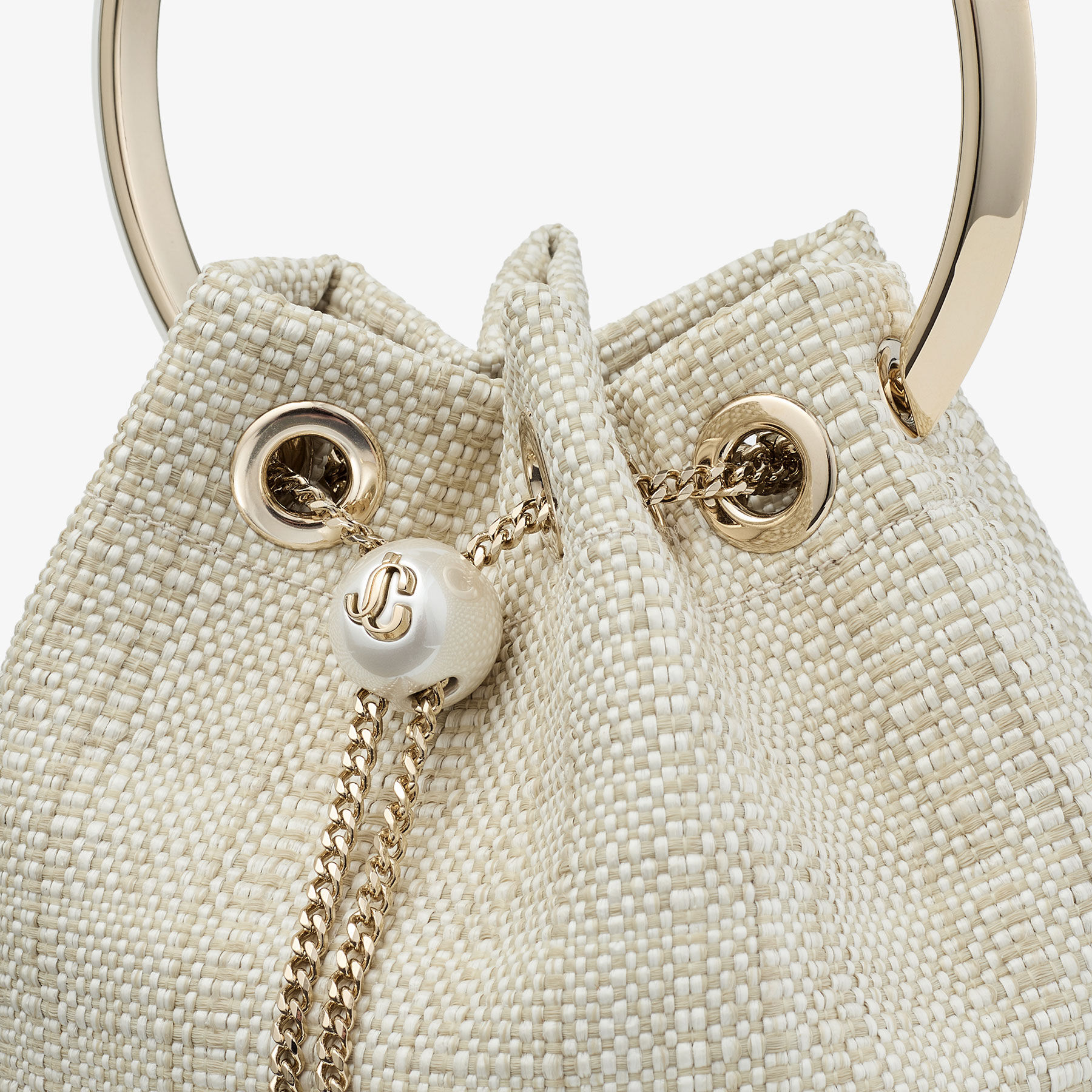 Bon Bon | Natural Raffia Bucket Bag | JIMMY CHOO