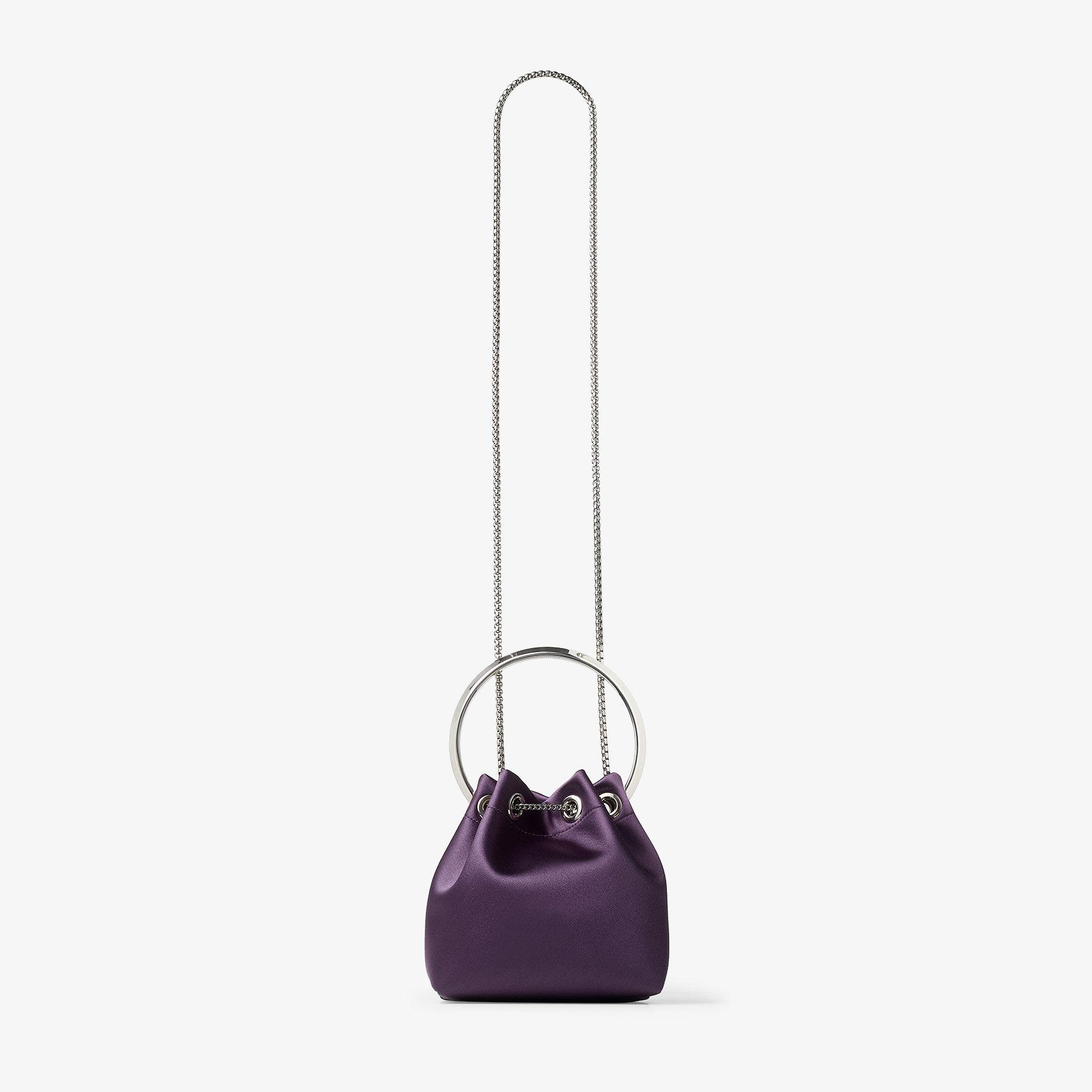 Bon Bon | Winter Bloom Satin Handbag with Metal Bracelet | JIMMY CHOO