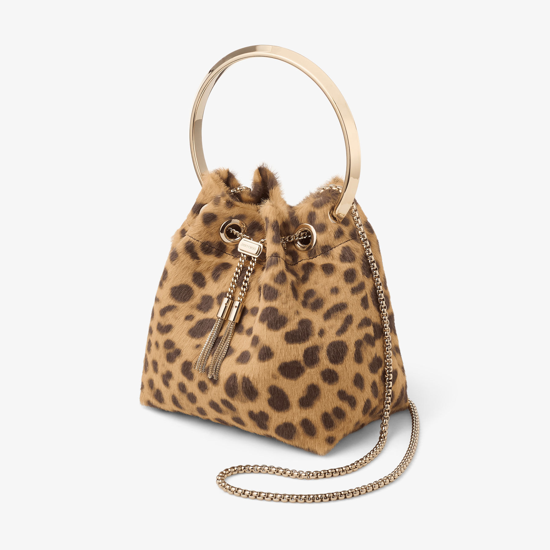 Bon Bon | Natural Leopard Print Pony Bag | JIMMY CHOO