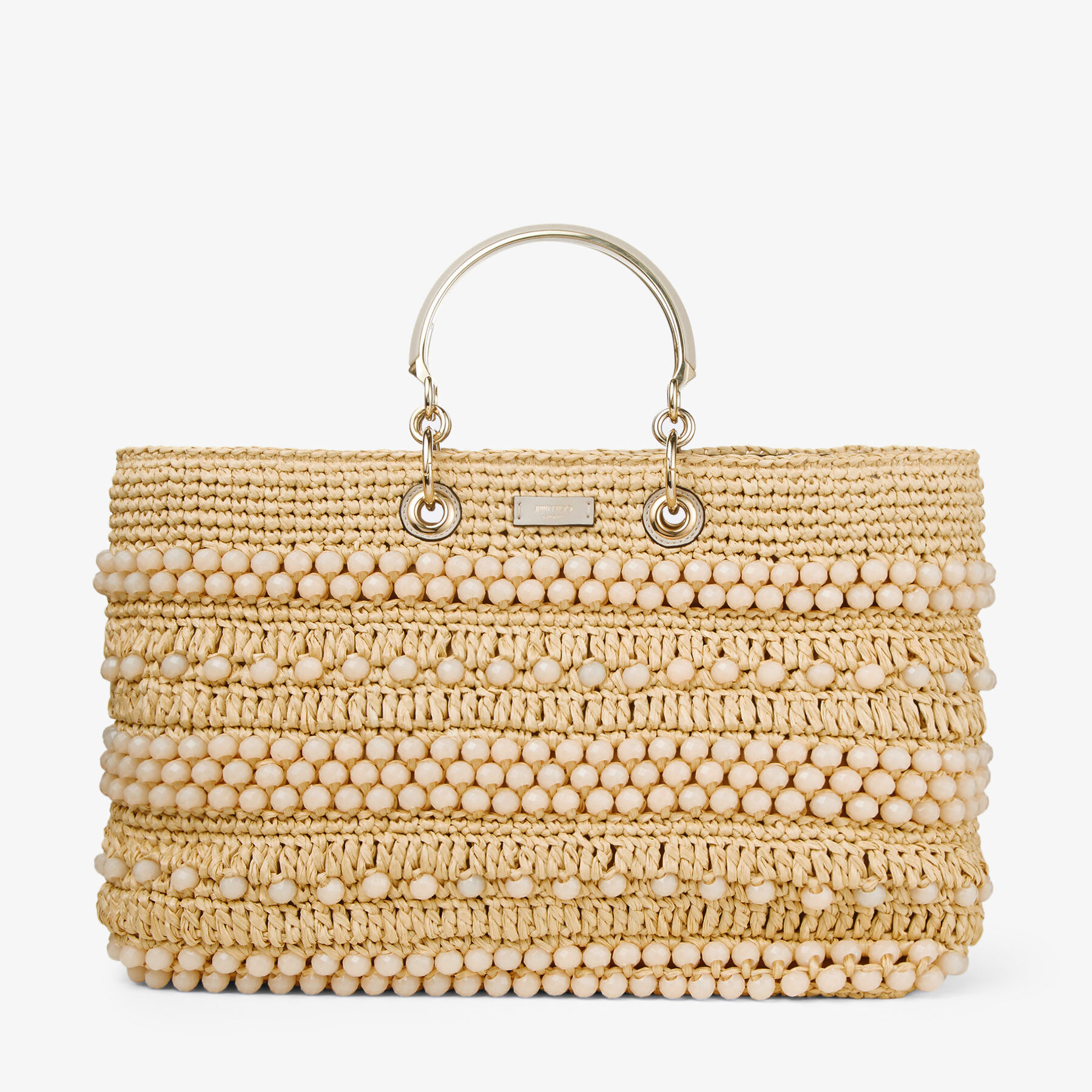 かごバッグ JIMMY CHOO BON BON BEADED RAFFIA HAND BAG Jimmy Choo - Bon Bon embellished raffia bucket bag Jimmy Choo