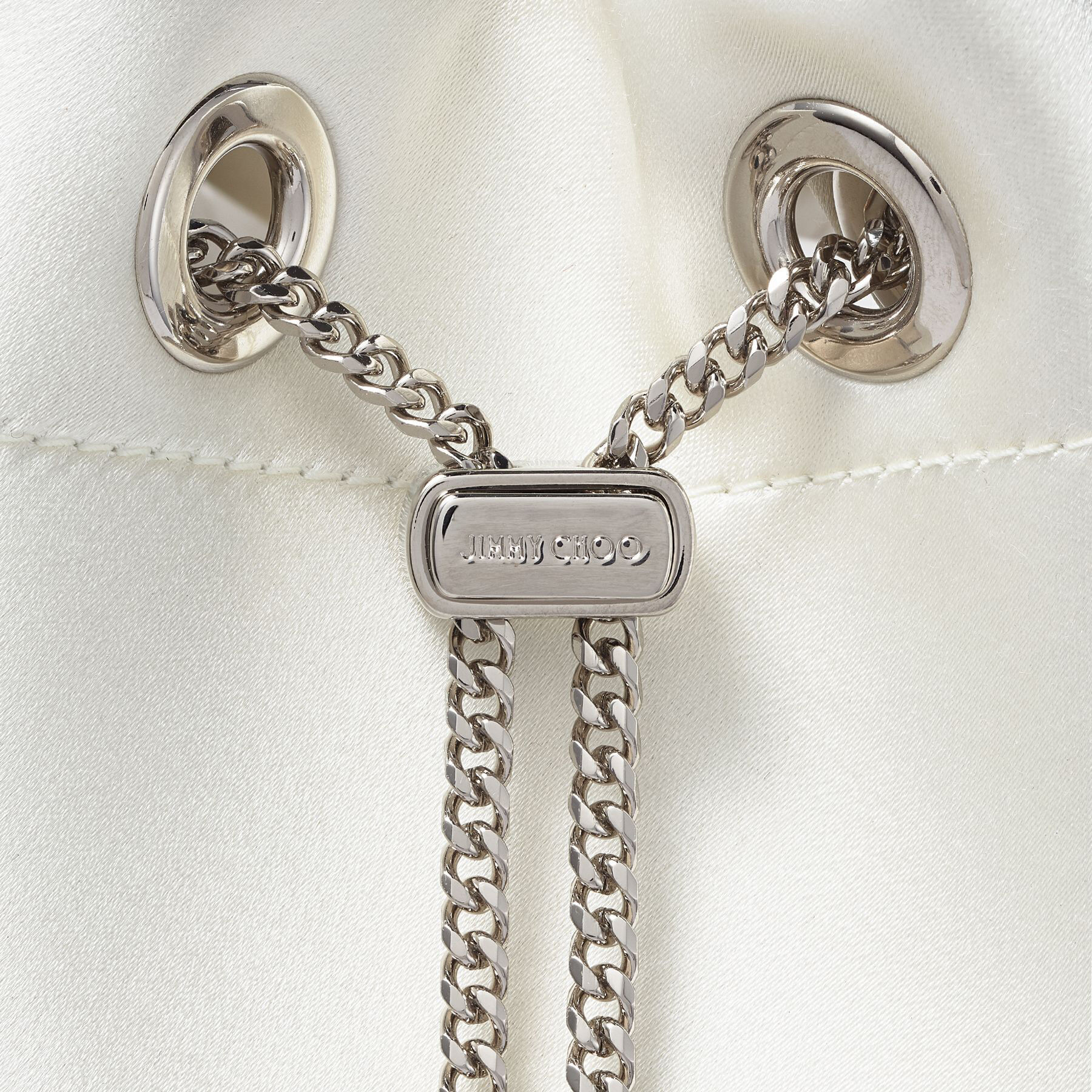 Ivory Satin Bag with Crystal Handle BON BON Spring Summer 2021