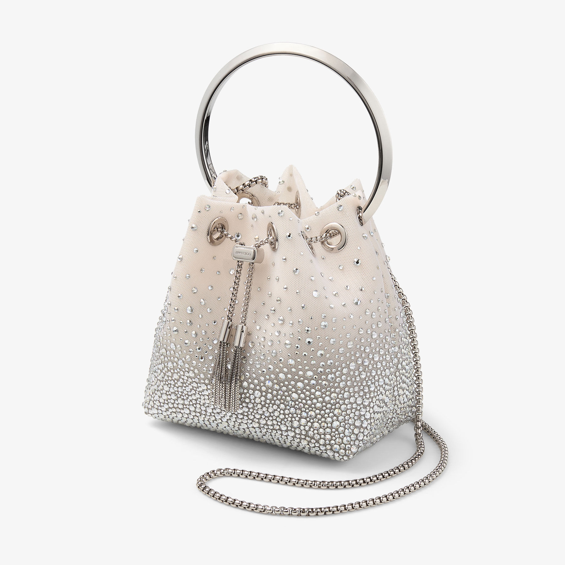 Jimmy Choo Bon Bon White Crystal Mesh Handbag One Size