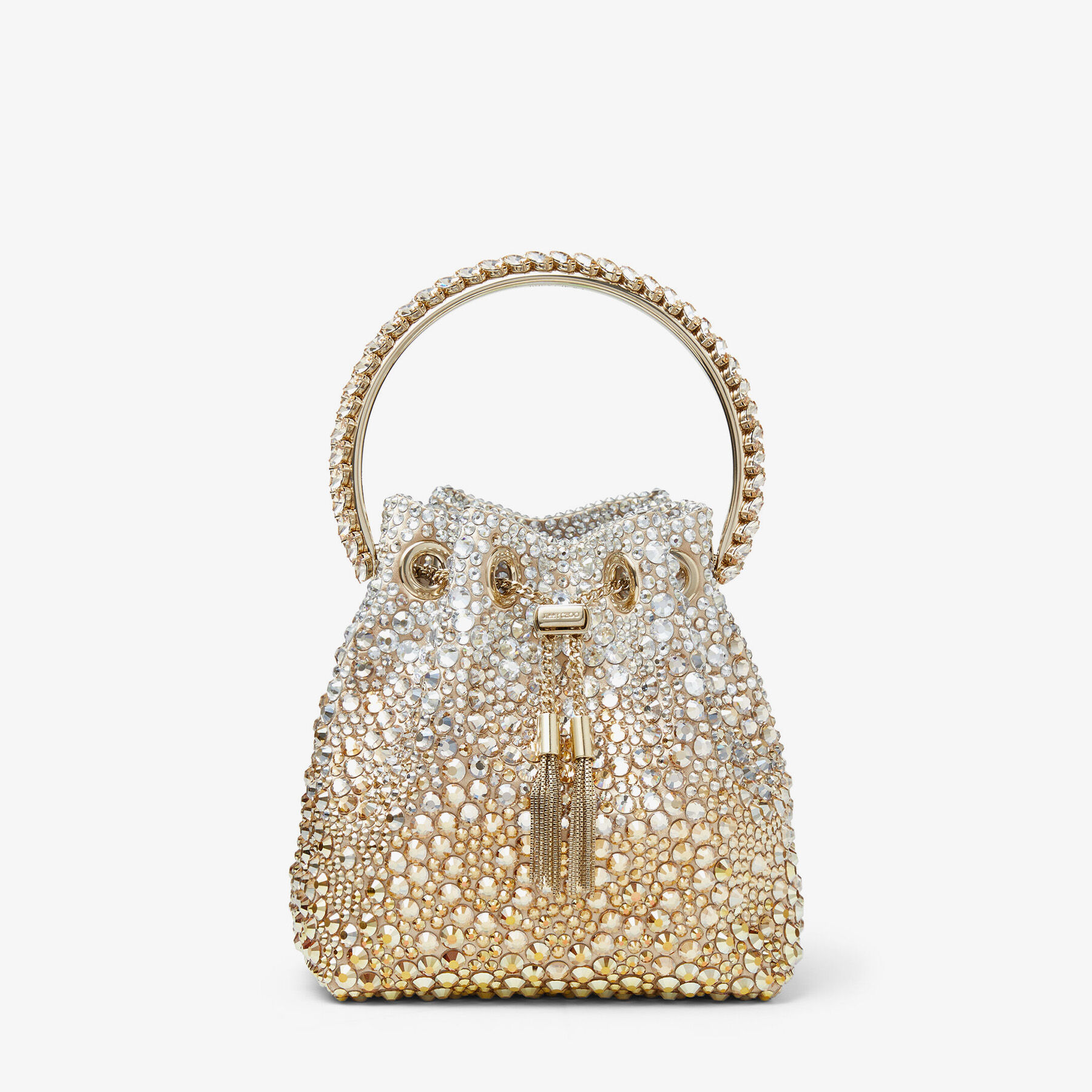 JIMMY CHOO■Satin Crystal Bag■ハンドバッグ クリスタルハンドル付き Ivory サテン・バッグ |BON BON |2021年