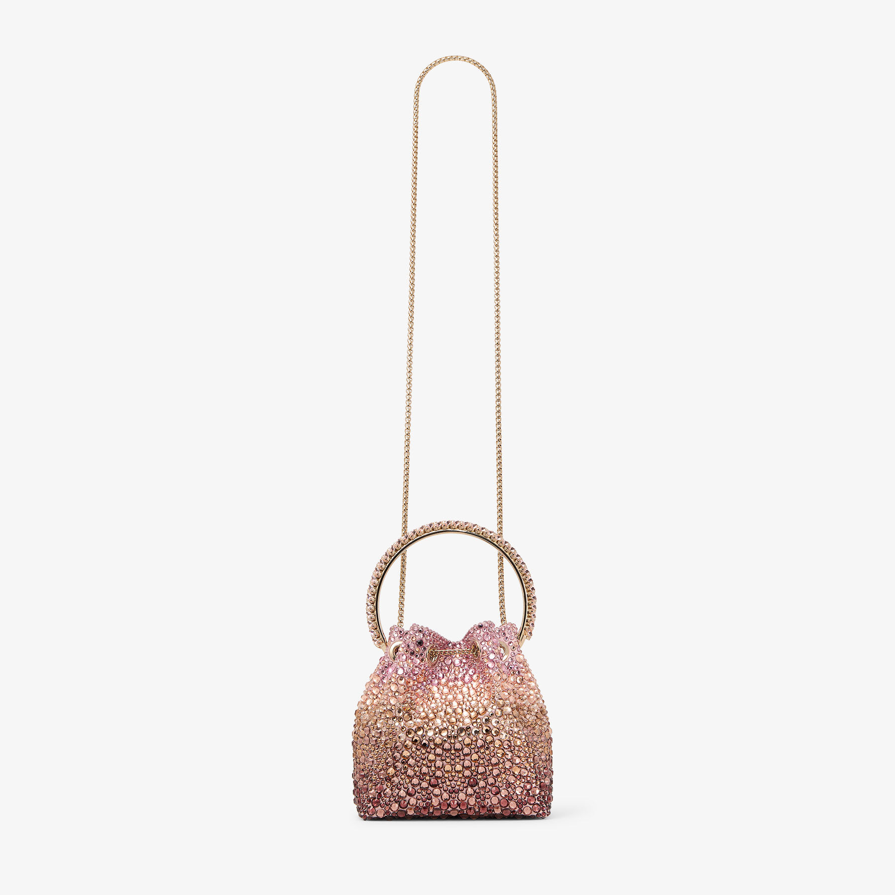 Bon Bon | Blush Satin Bag with Crystals | JIMMY CHOO
