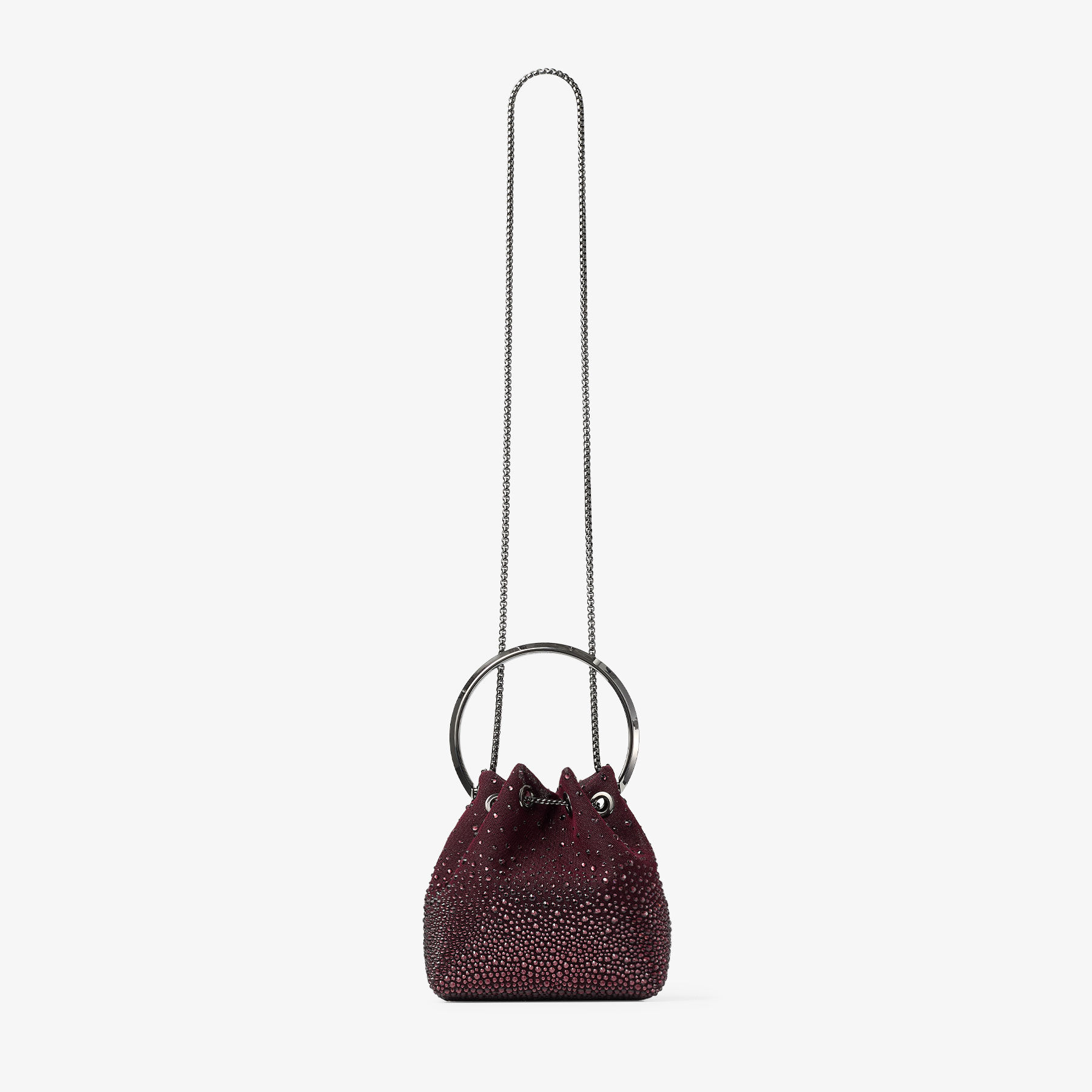 Bon Bon | Deep Merlot Mesh Bucket Bag with Degrade Galaxy Crystal