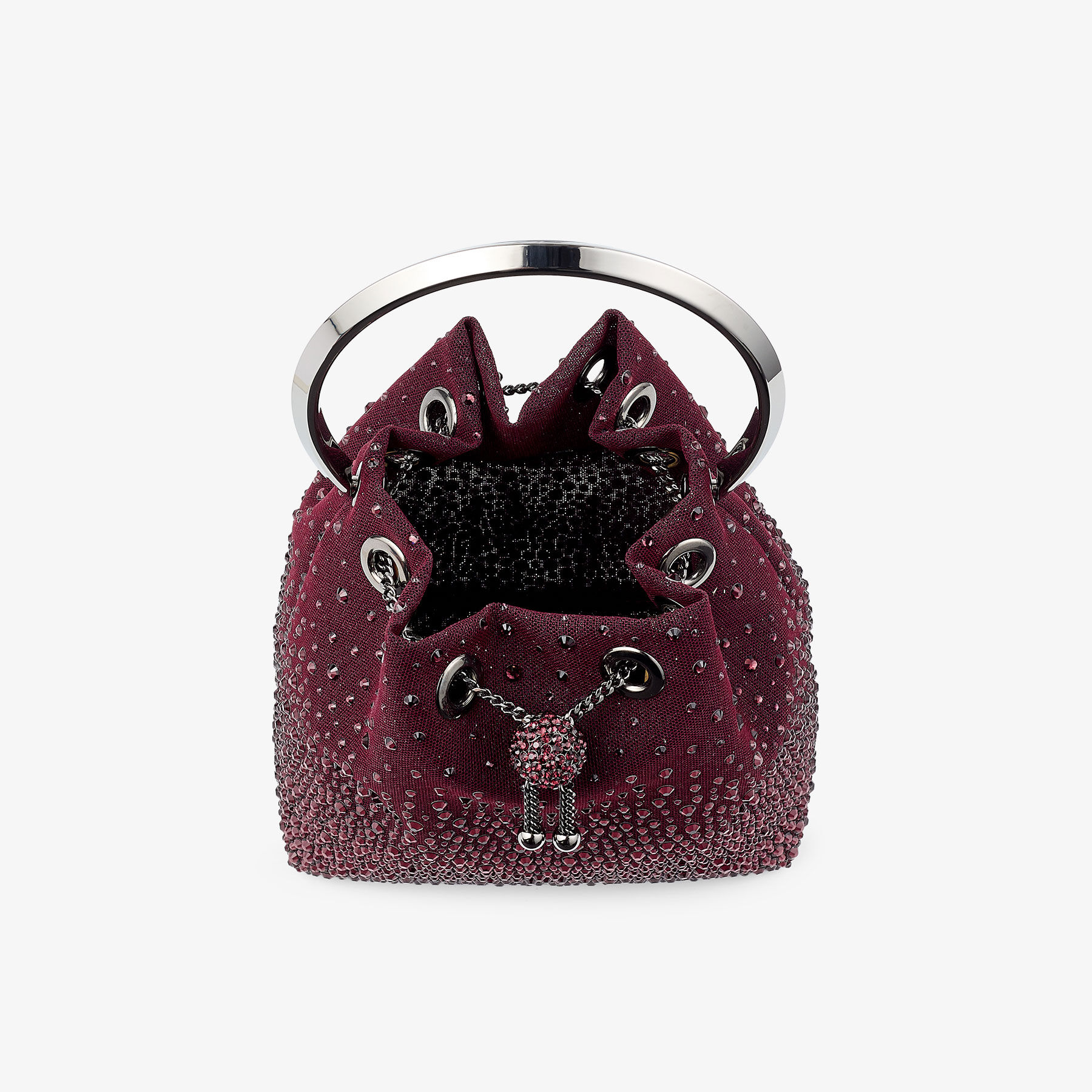 Bon Bon | Deep Merlot Mesh Bucket Bag with Degrade Galaxy Crystal