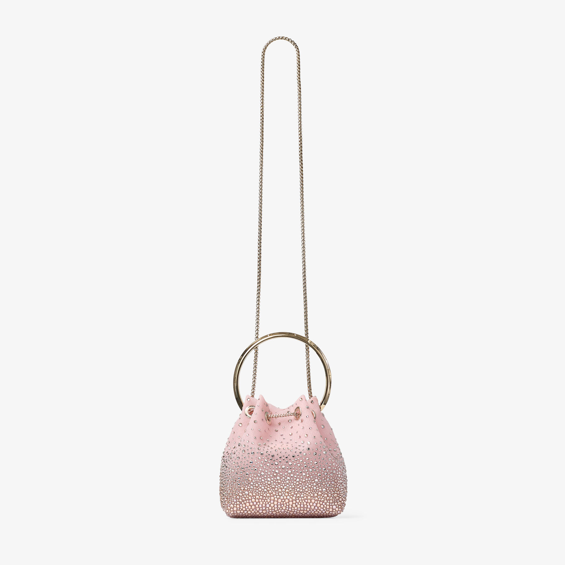 Bon Bon | Rose Merlot Mesh Bucket Bag with Degrade Galaxy Crystal